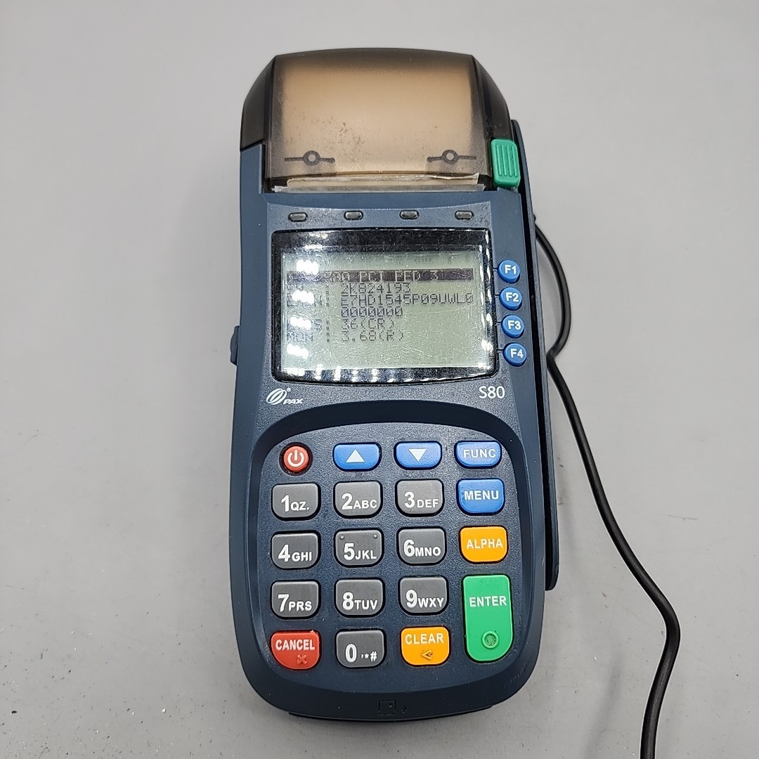 Used Pax S80 Credit Card Terminal with Power Cord Reset