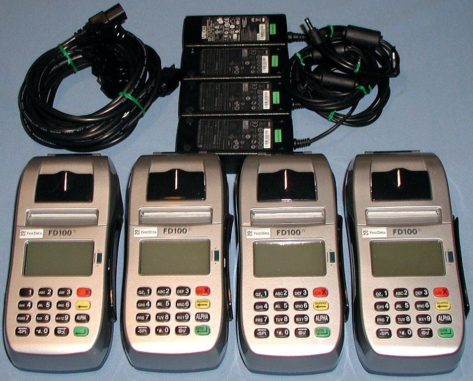 LOT-4 First Data FD100Ti POS Credit Card Reader Terminal & Power Supply FD100 Ti