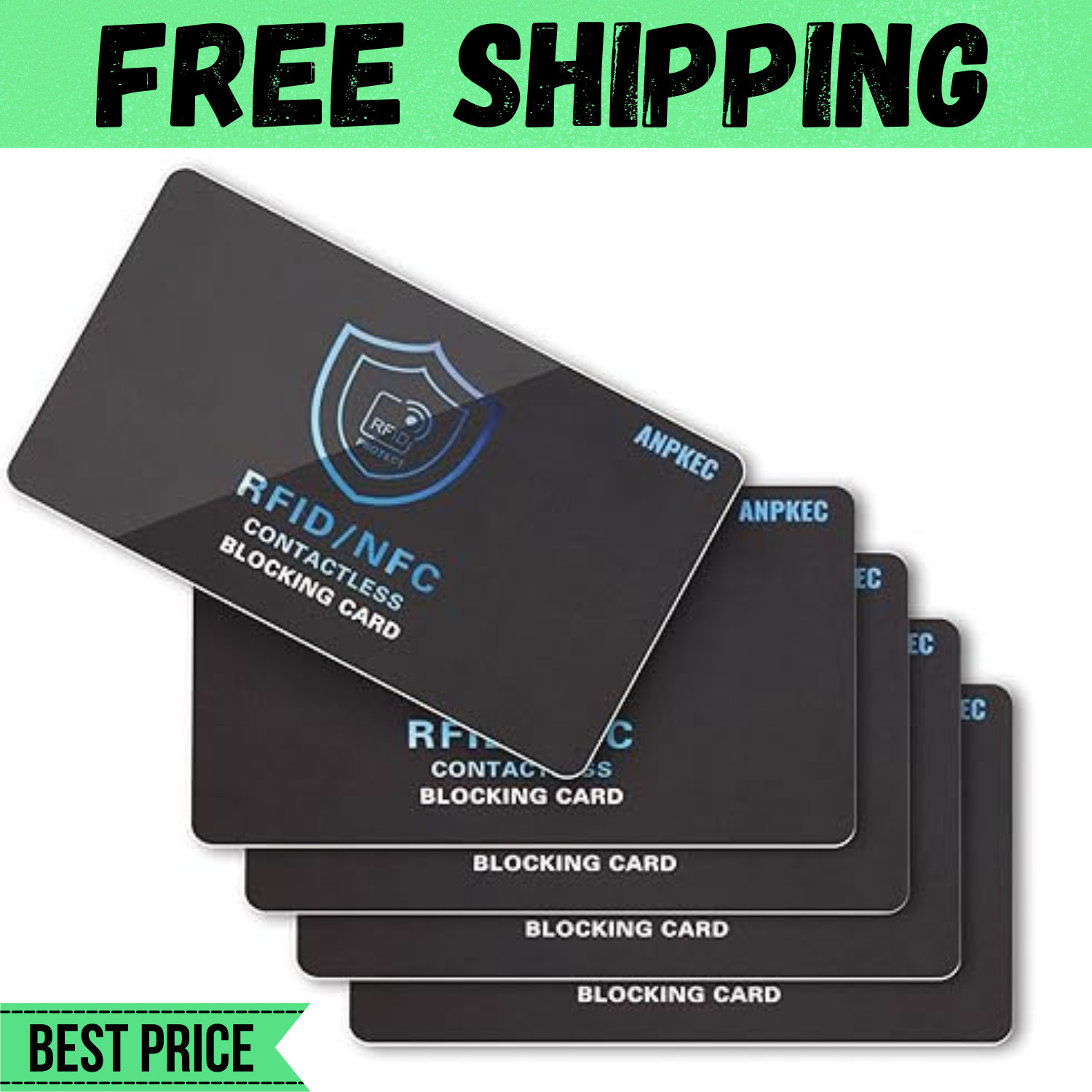 RFID Blocking Card – NFC Contactless Credit Debit Card Protector (5 Pack)