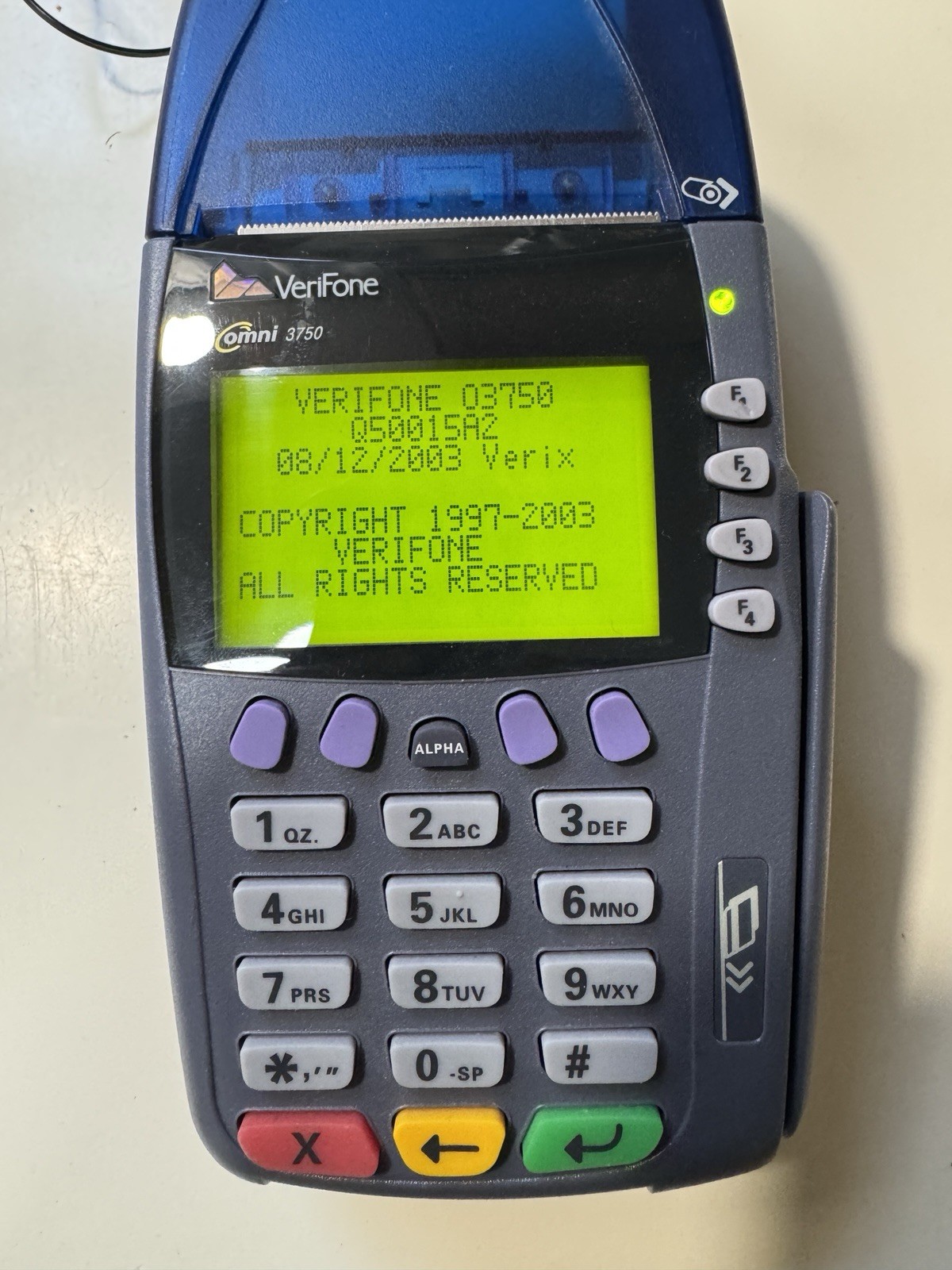 Verifone Omni 3750 Credit Card Terminal Receipt, Card Reader With Power Cord