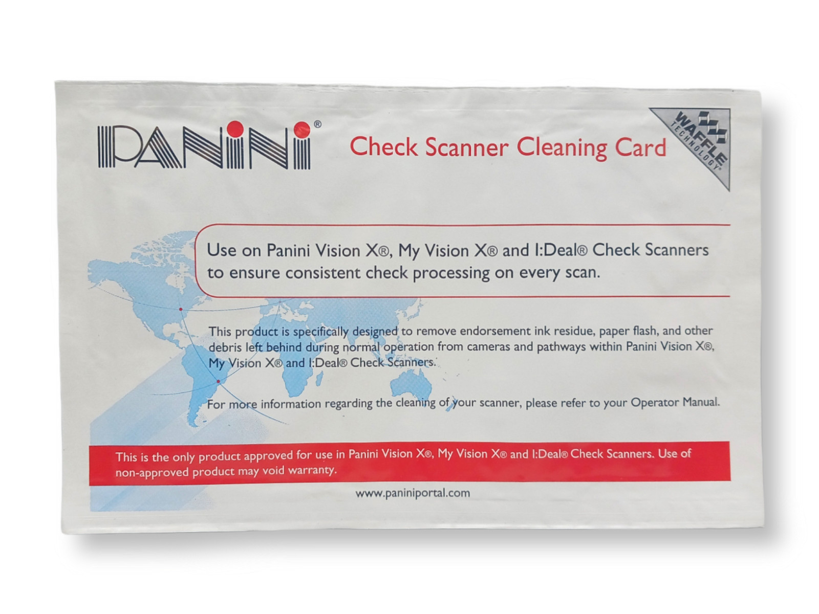 (LOT OF 5) Panini Check Scanner Cleaning Cards featuring Waffle Technology