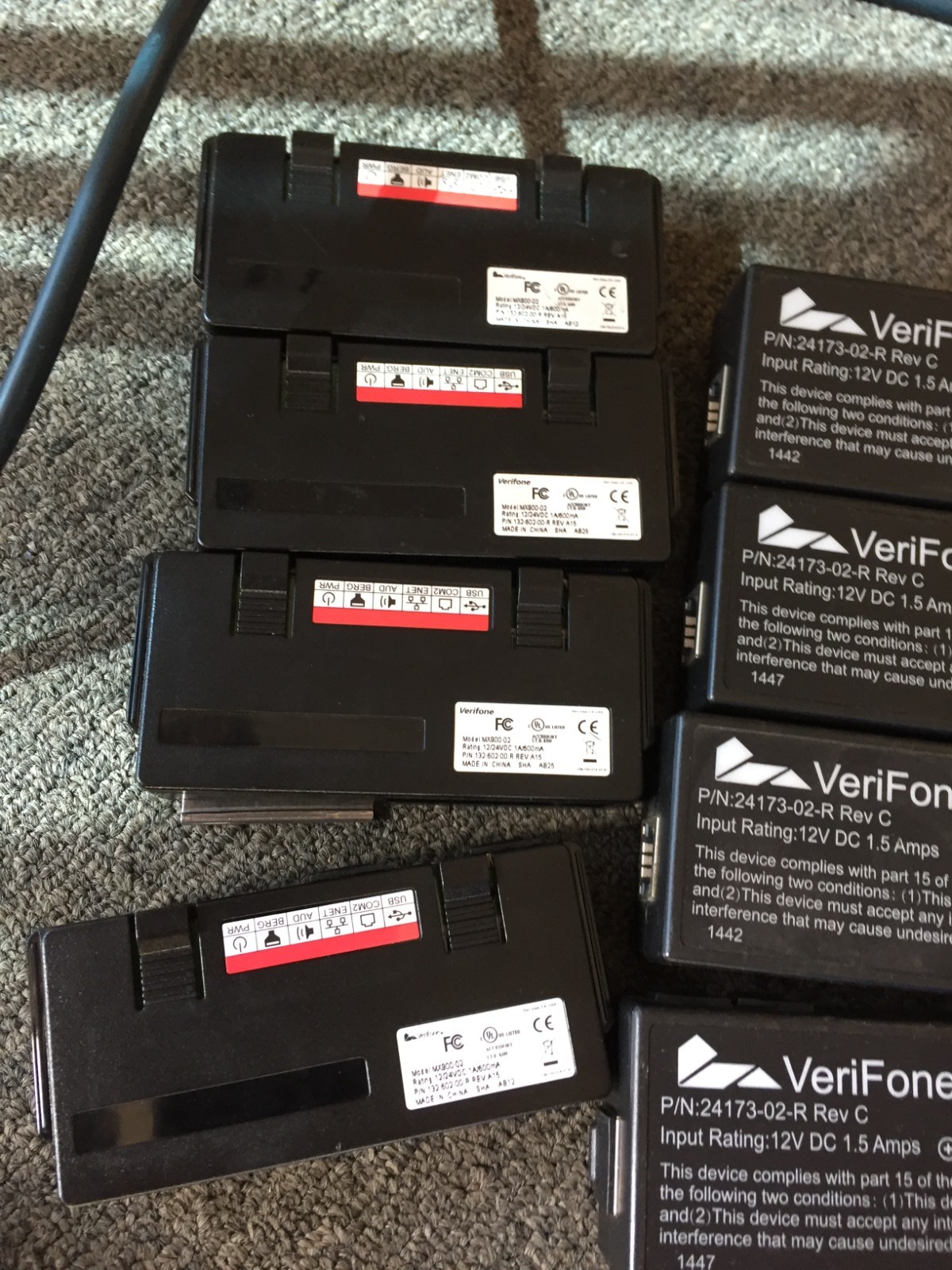 LOT of 5 Verifone 24173-02-R 2M Cable Purple & 5 MX900-02 ethernet modules