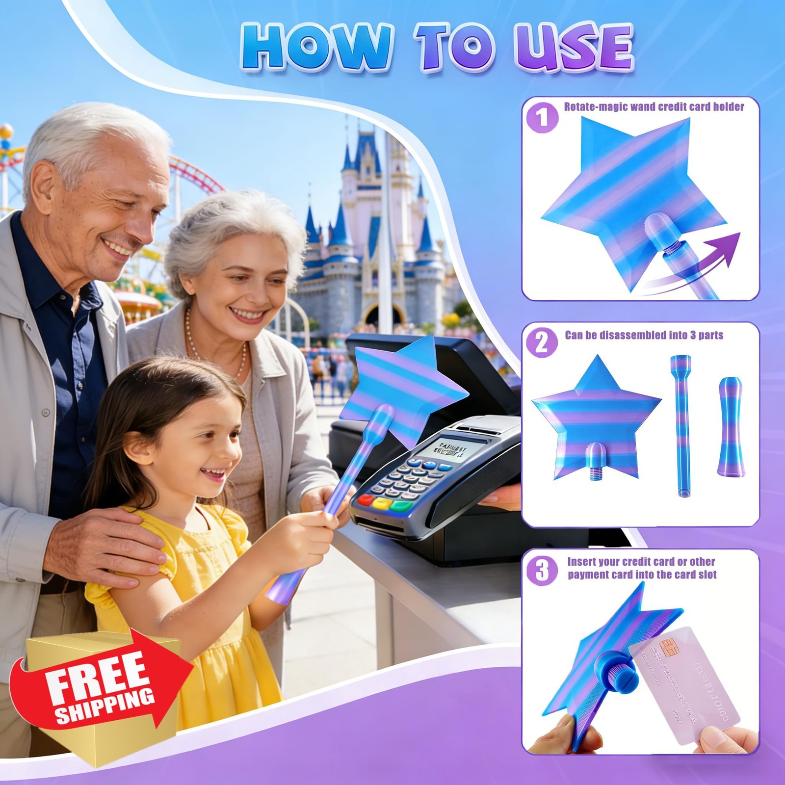 CVYDJXVW Credit Card Wand Blue Pink