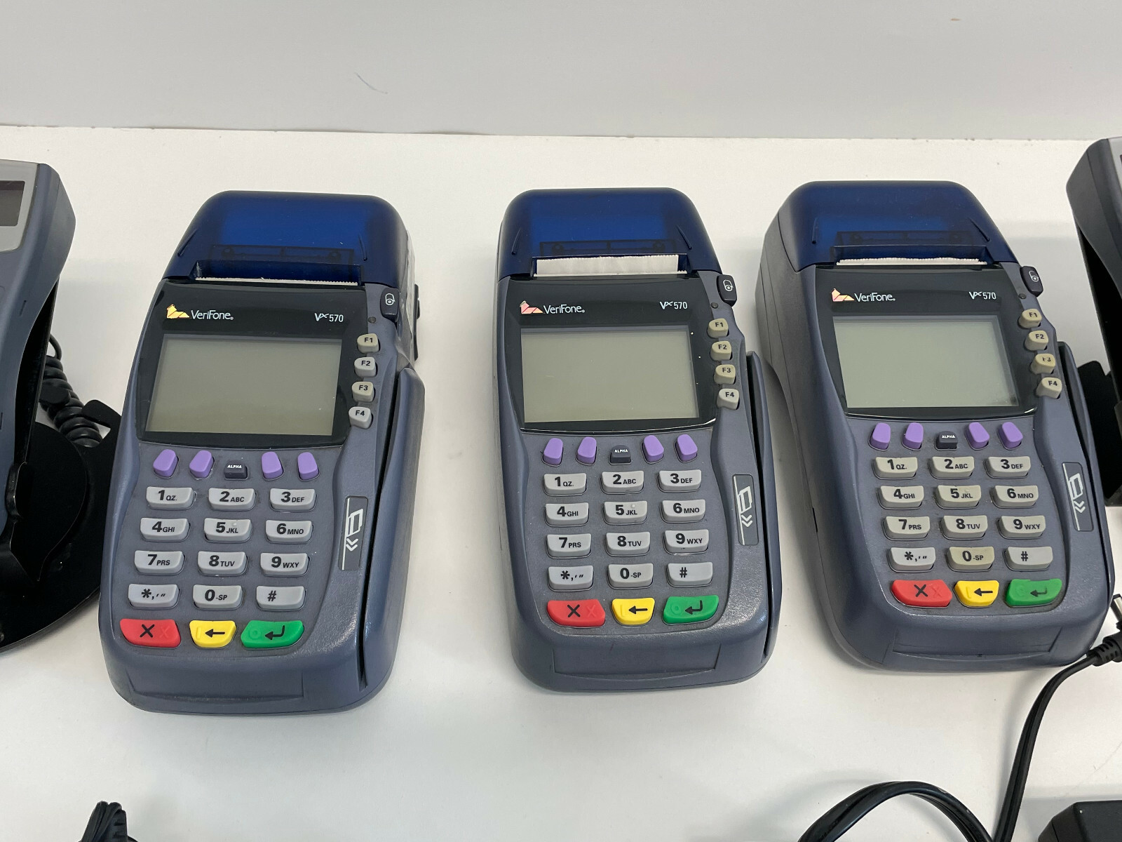 A24: Lot of 3 Verifone vx570 Credit Card Machine Terminal Printer w/ 2 Keypads