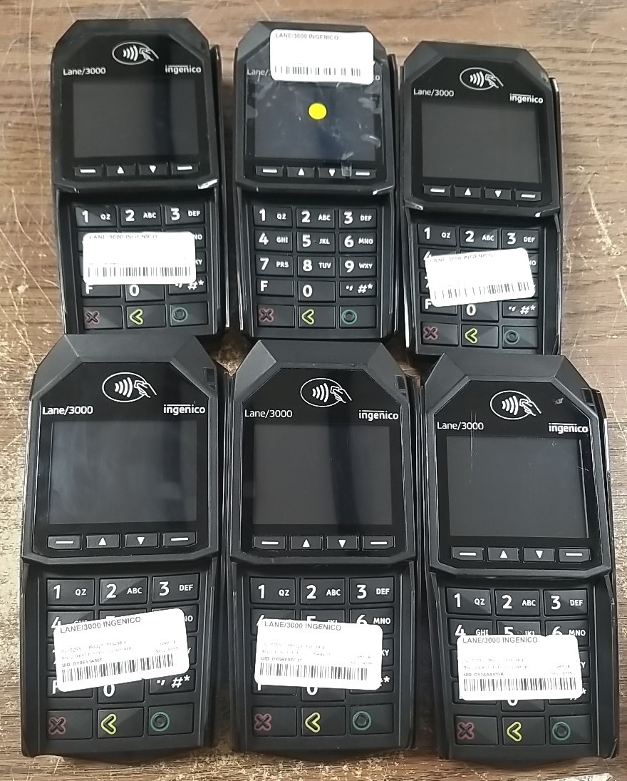 Lot X6 INGENICO LANE/3000 PAYMENT TERMINAL CREDIT CARD TOUCH POS TRD30110877B