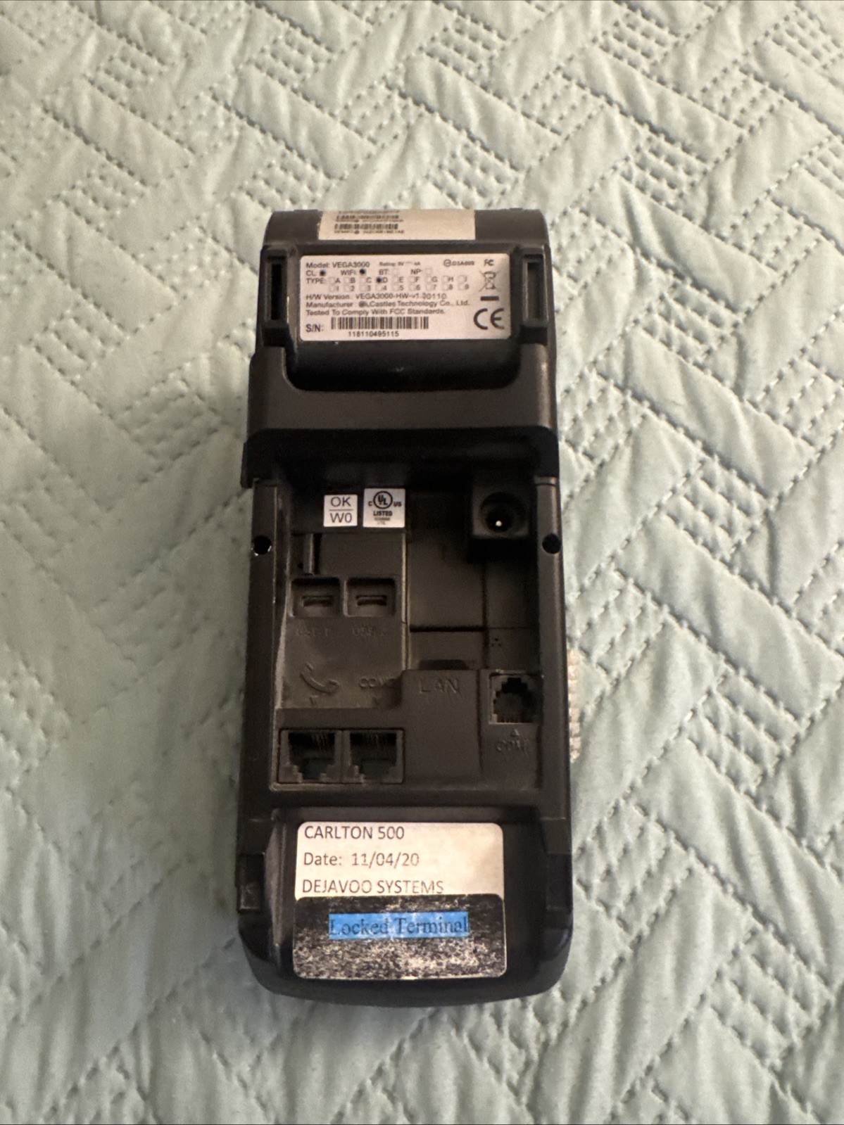 Dejavoo Z11 VEGA3000 Credit Card Payment Terminal For Parts No Ac Chord