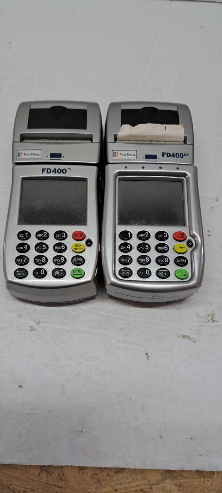 First Data FD400GT Silver & Black Wireless Handheld Terminal Credit Card Reader