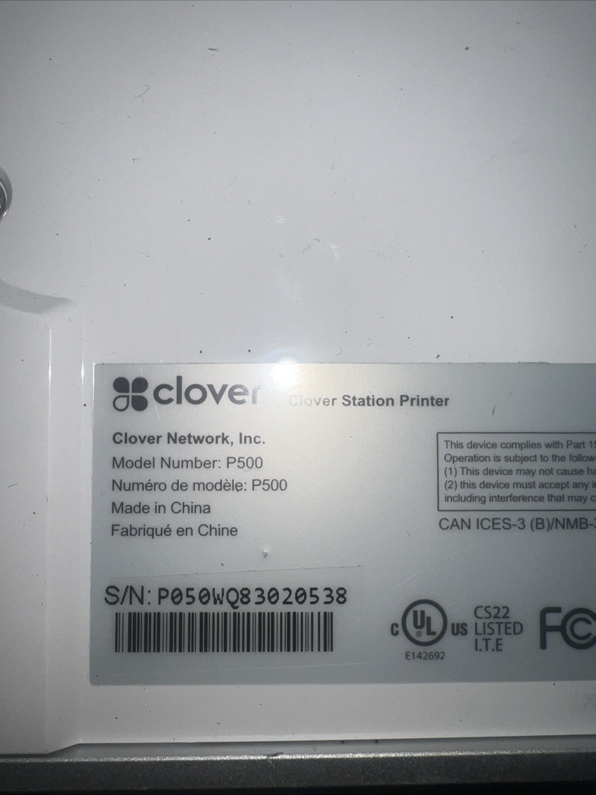Clover Station P500 Receipt Printer