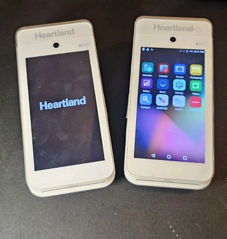 2x Heartland A920 Credit Card Terminal POS Reader Used USB-C Port