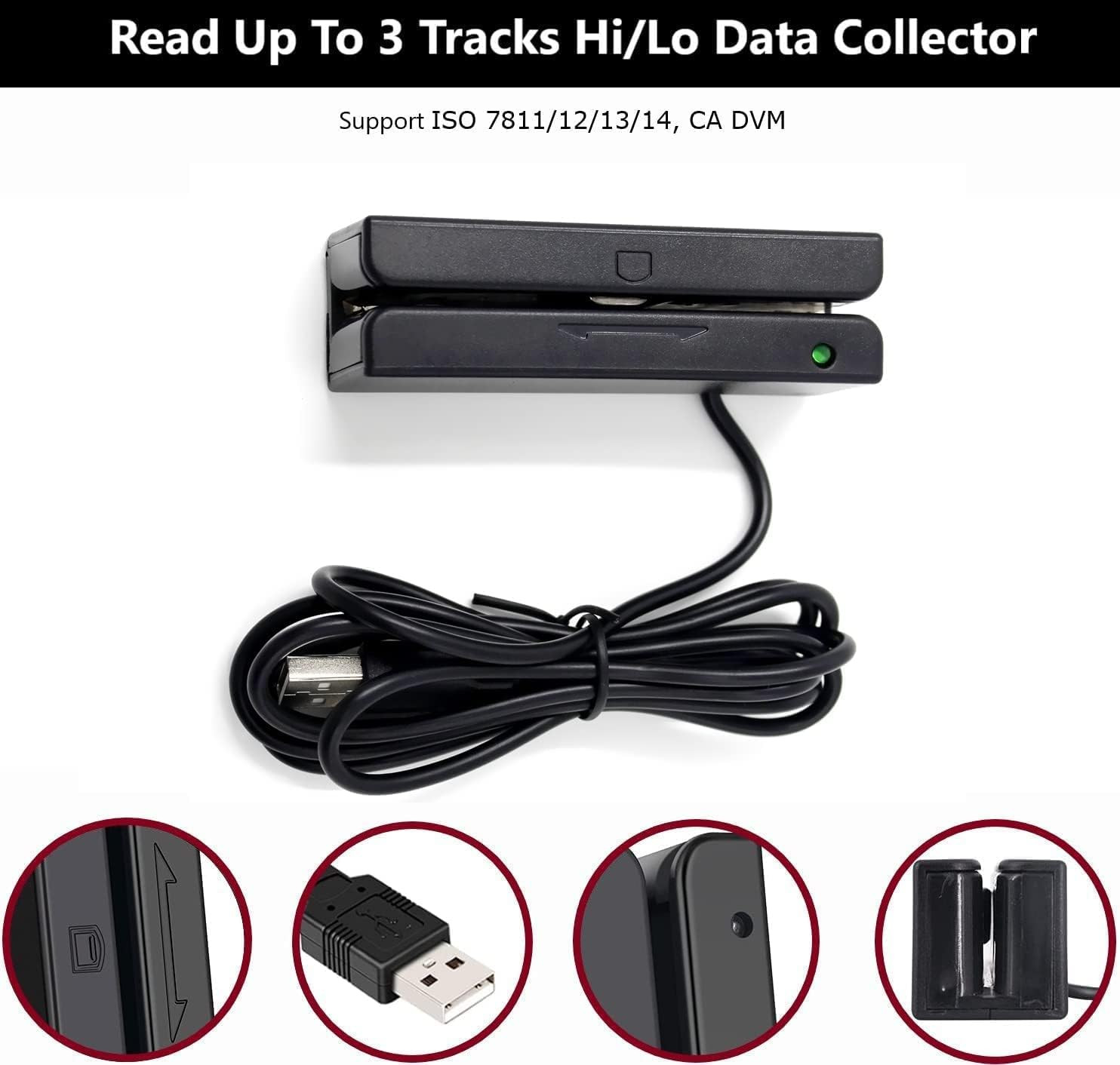 USB Magnetic Stripe 3-Track POS Credit Card Reader Swiper – Magstripe Swipe Card
