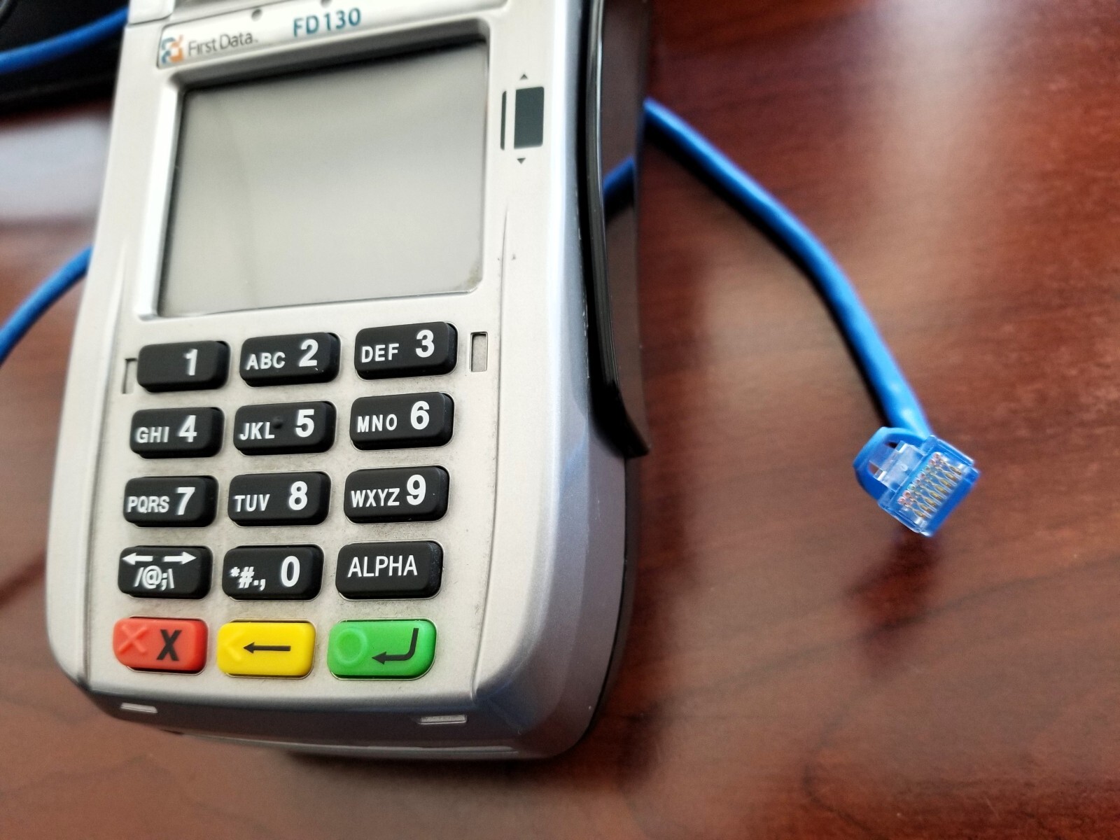 First Data FD130 Credit Card Terminal with Cables and Adapter