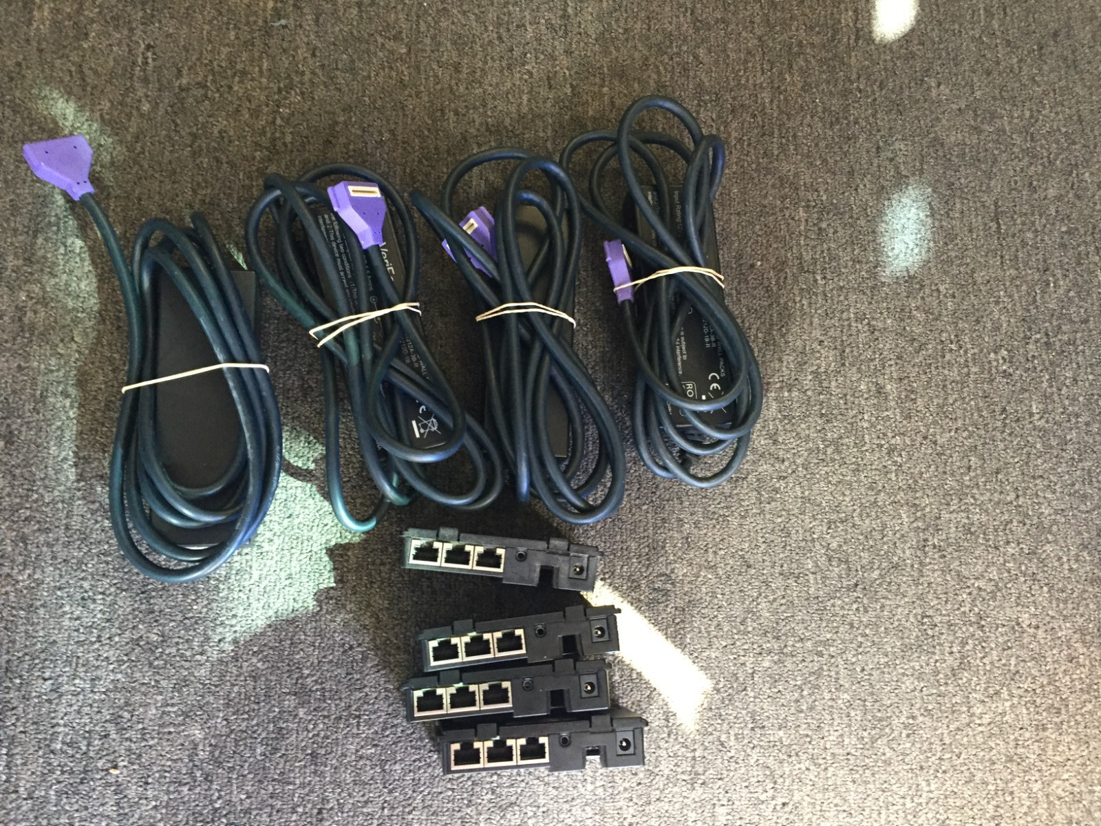 LOT of 5 Verifone 24173-02-R 2M Cable Purple & 5 MX900-02 ethernet modules