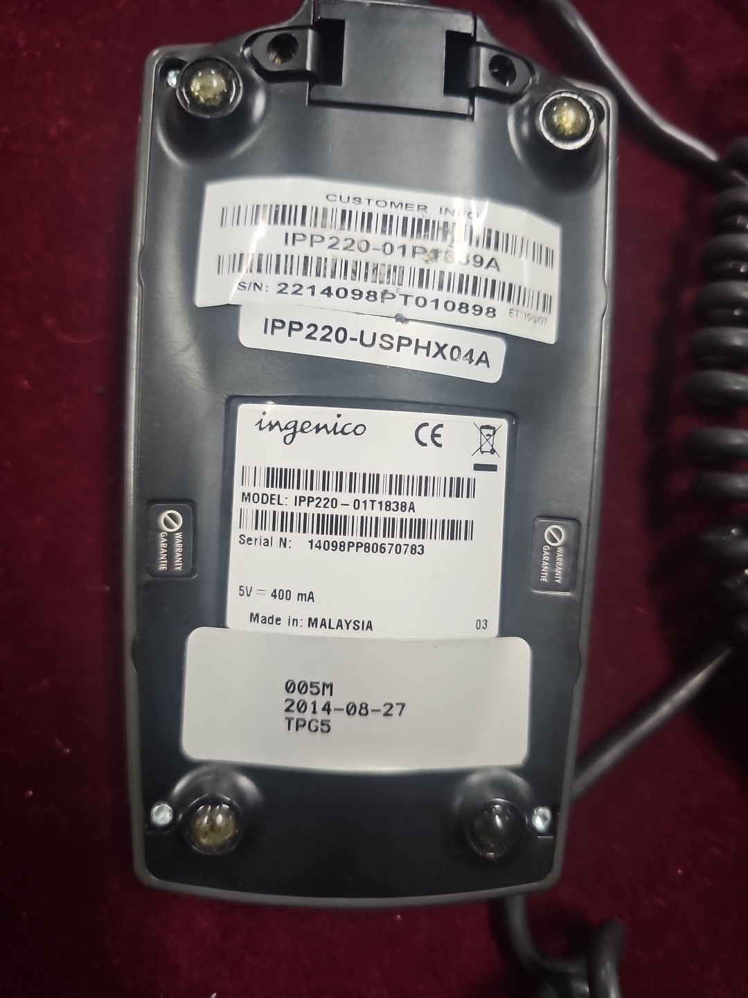 Ingenico iPP220 Payment Terminal With Cord