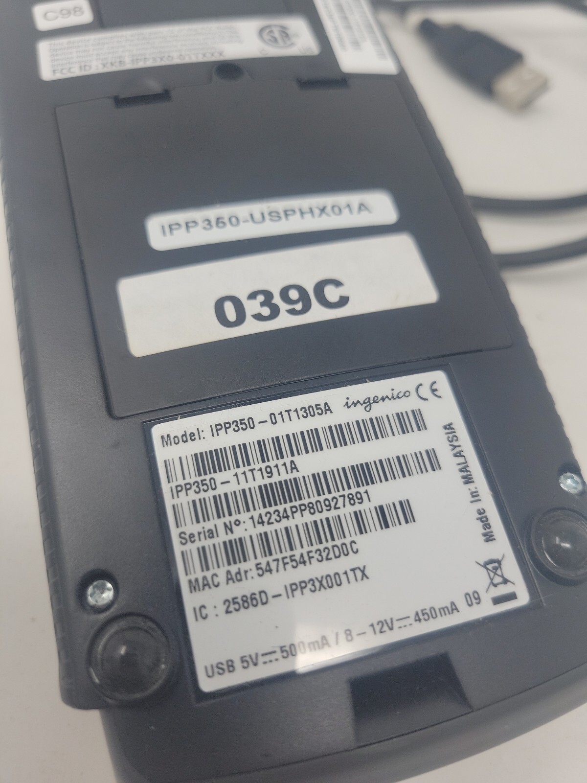 Ingenico Credit Card Payment Terminal Reader iPP350 – 01T1305A – USPHX01A