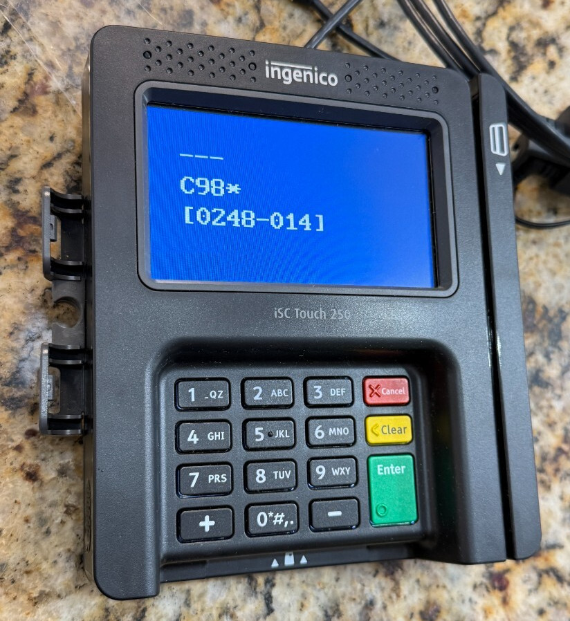 Ingenico ISC Touch 250 Credit Card Terminal Payment Stylus Power Cord Tested