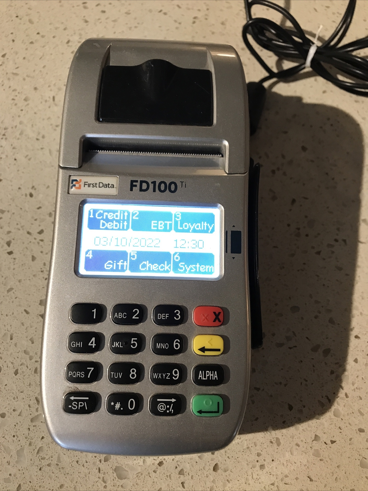 First Data FD100ti Silver Credit Card Terminal – Power cord