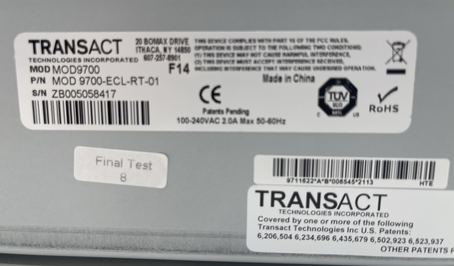 TransAct AccuDate 9700 Receipt Printer Model MOD9700 W/Power Supply