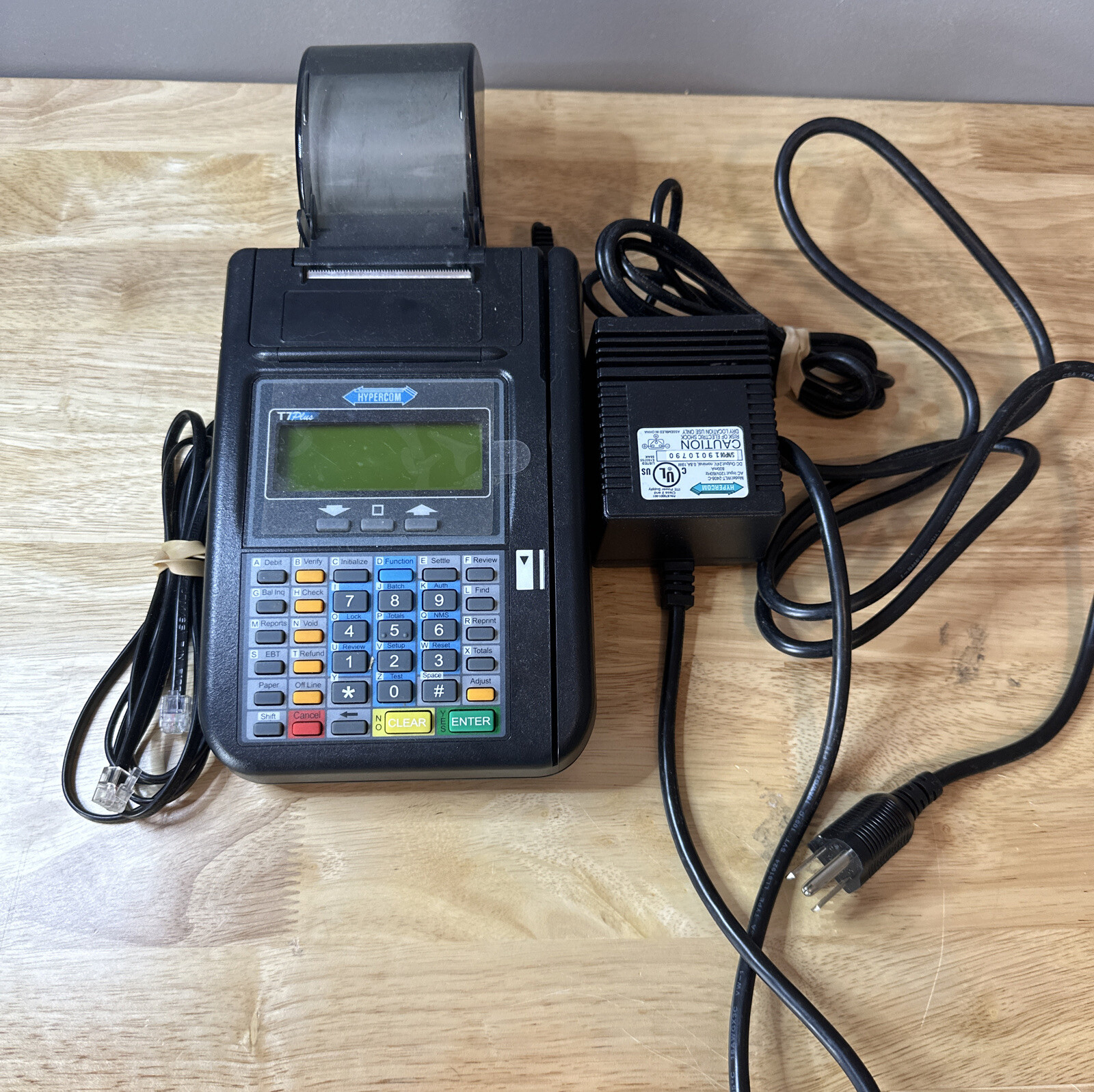 Hypercom T7Plus POS Credit Card Machine Terminal with OEM Power Supply UNTESTED