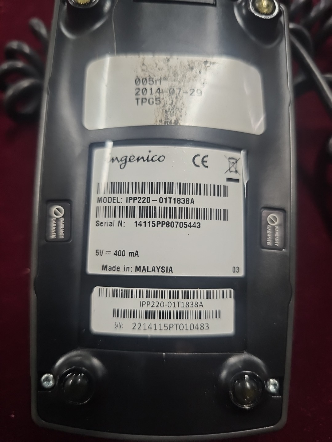 Ingenico iPP220 Payment Terminal With Cord