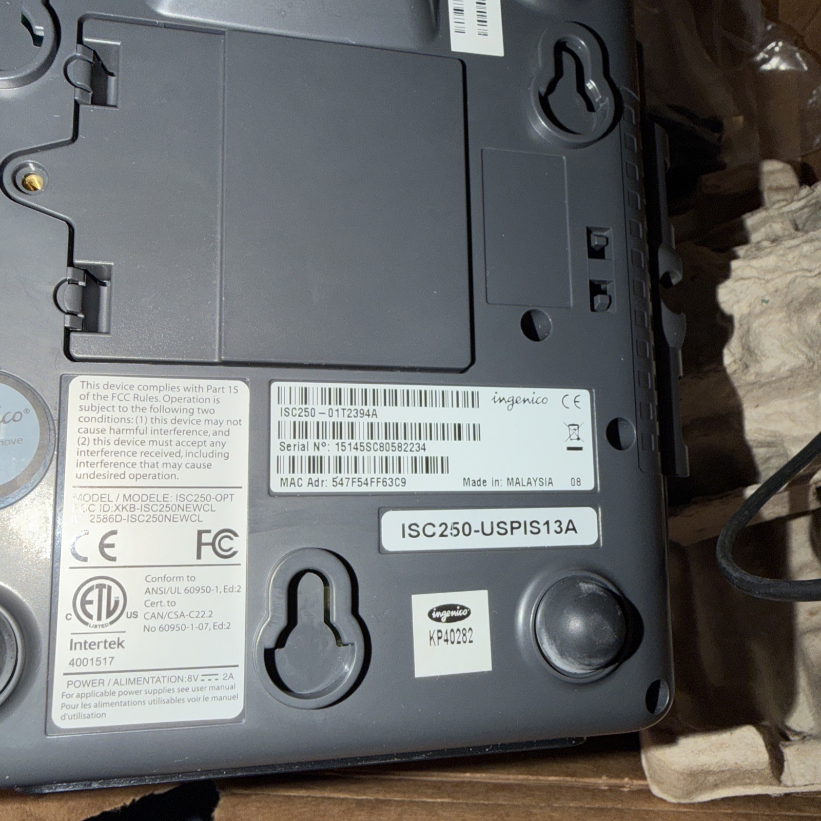 Ingenico iSC250-OPT Color Touchscreen POS Terminal with Power Supply ( AS-IS )