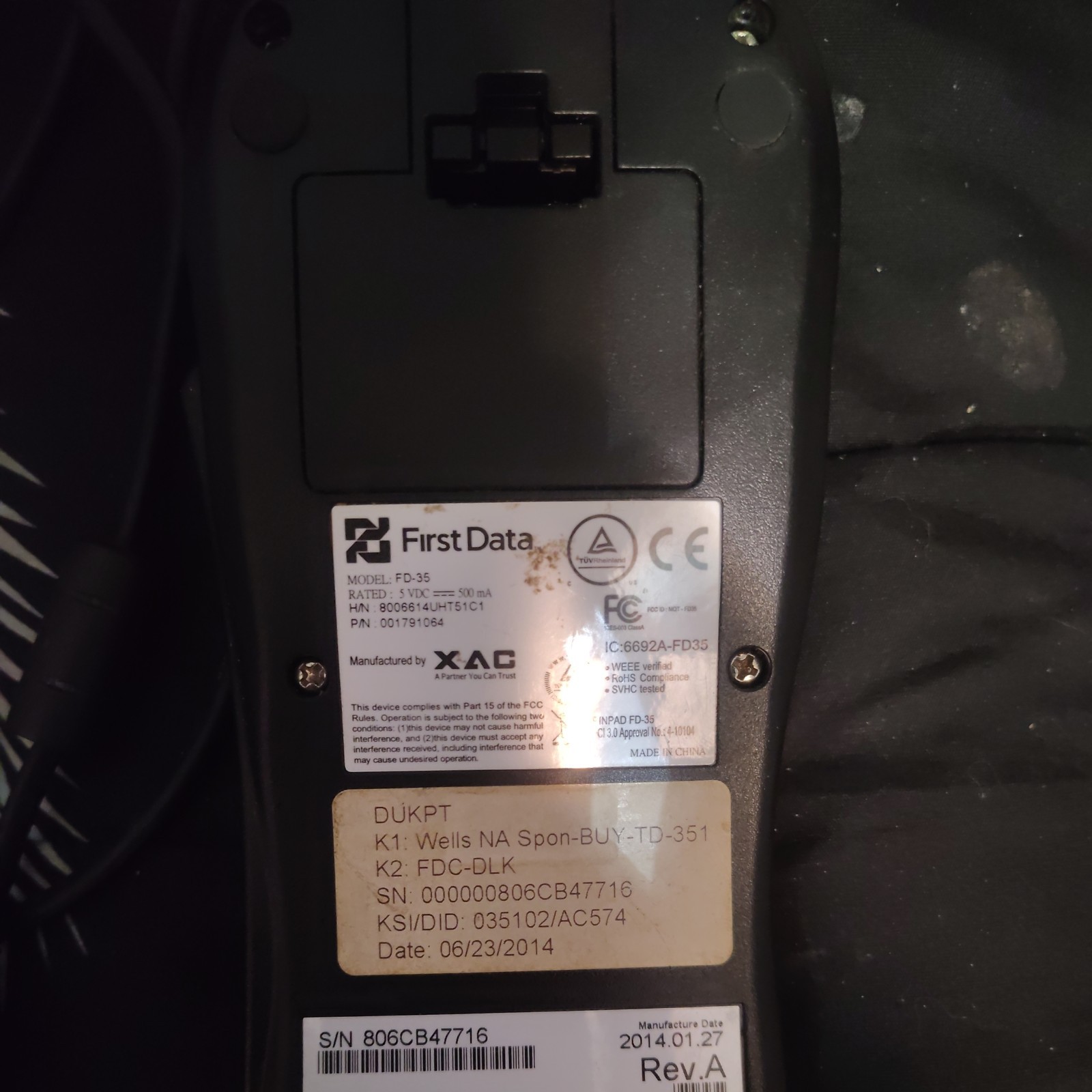 *First Data FD-35 Pin Pad Credit Card Reader Untested