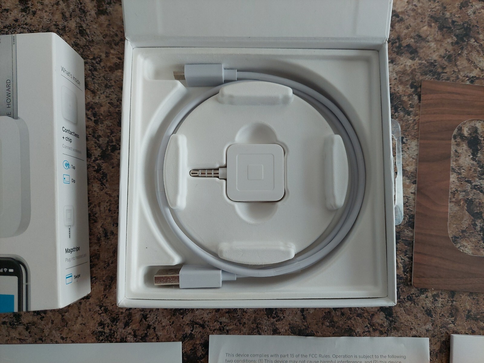 New open box Square Reader Accessories Only phone jack reader Sticker USB cable