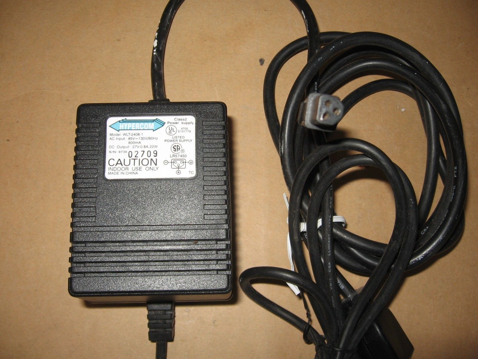27v 27 volt HYPERCOM adapter cord – credit card machine T7P T7 plus power plug