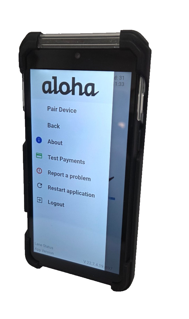 Excellent (Refurb?) Ingenico AXIUM EX8000 Mobile POS + Case, Aloha NCR ONLY
