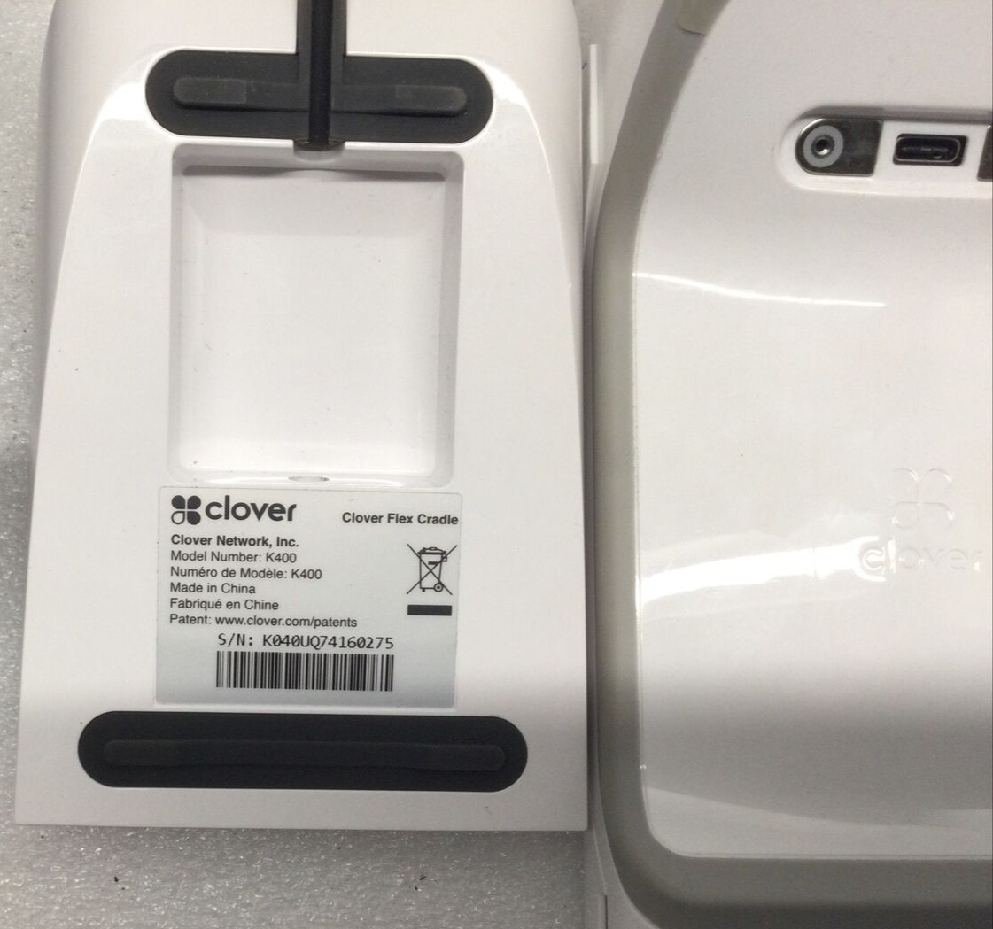 Clover Flex LTE C401U Wireless Credit Card Processor With Charging Cradle.