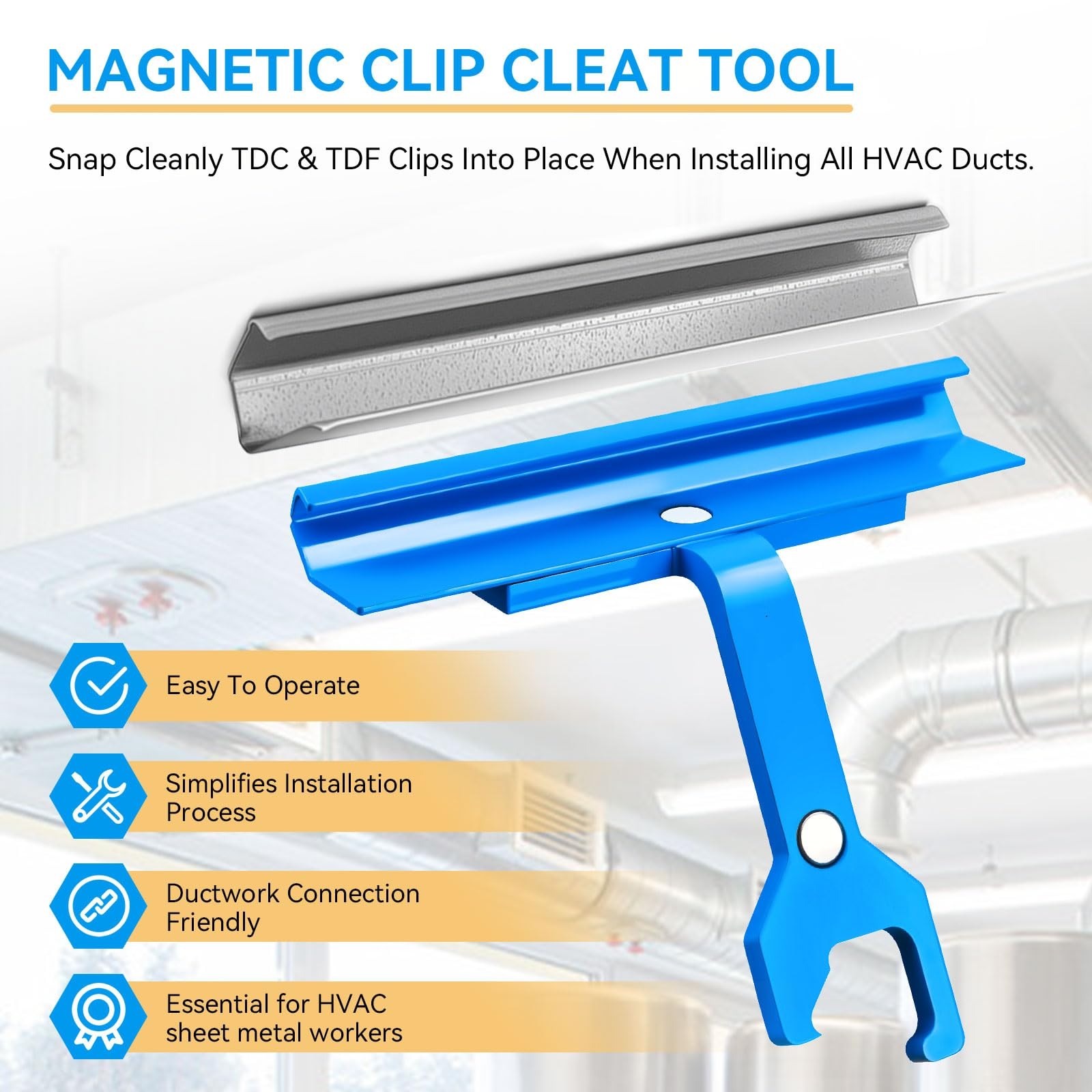Magnetic PPC & PPF Clips/Cleat Tool For HVAC Ductwork – 4″ Tdc Blue