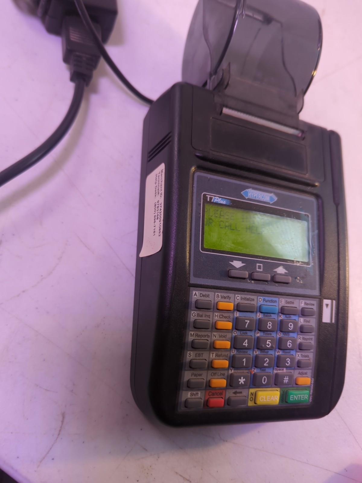 HYPERCOM T7Plus Credit Card Reader Terminal with Power Supply 010218-012 ZH