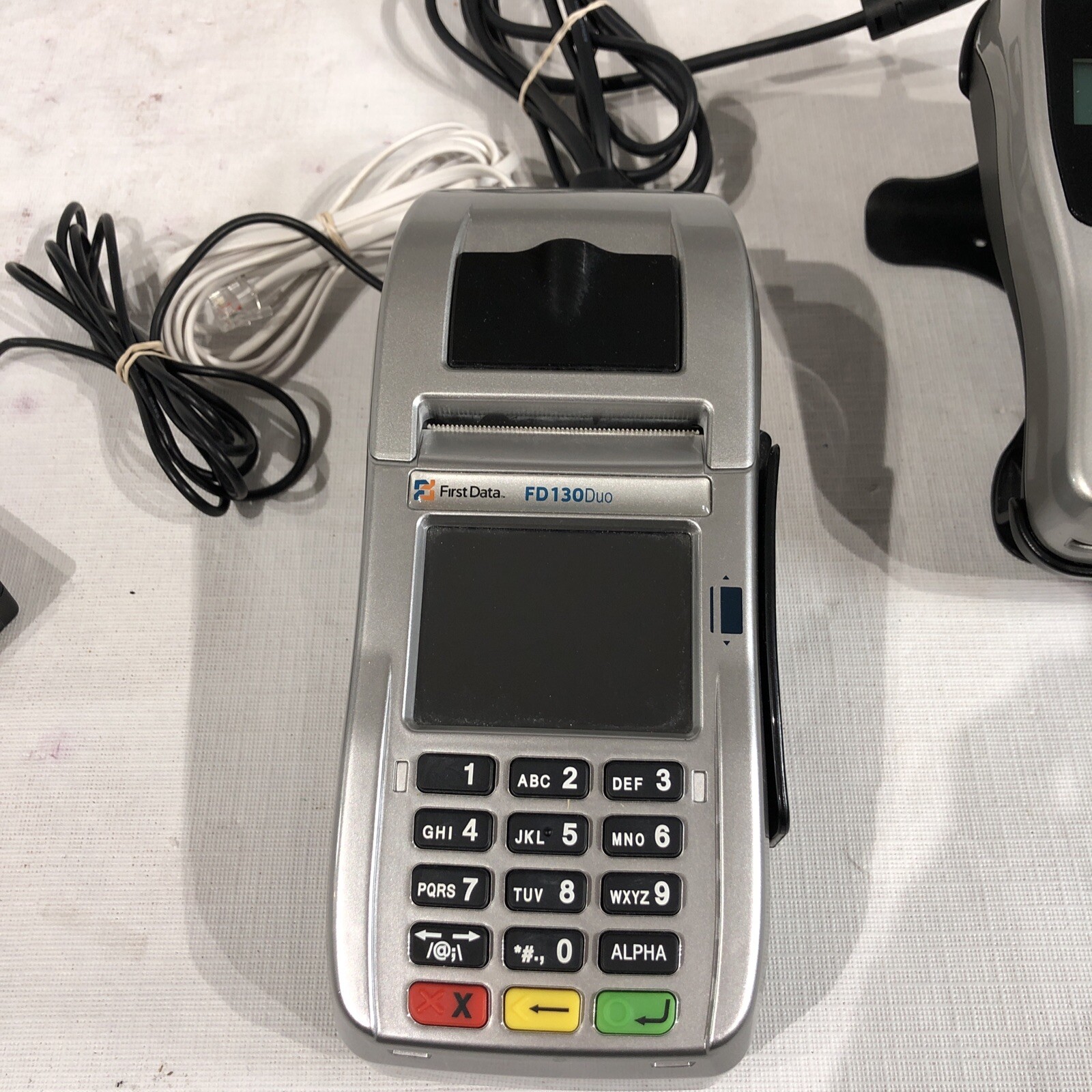 First Data FD130 Credit Card Machine And Auxiliary Pin Pad FD35 Used.