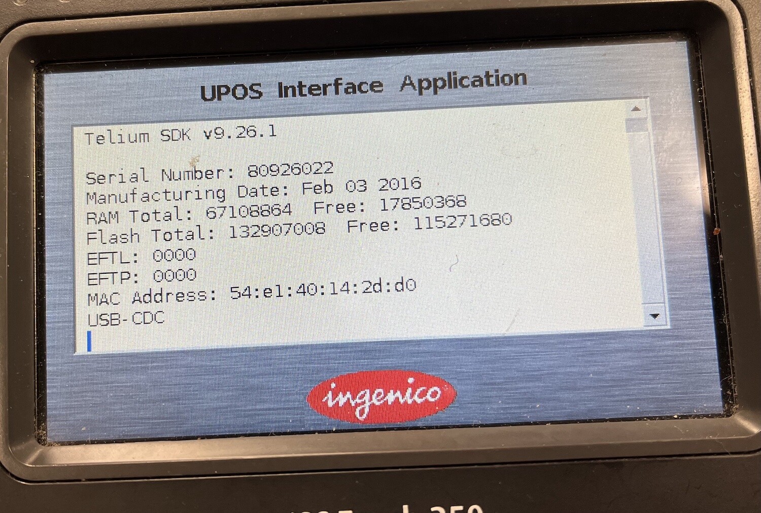 Ingenico iSC Touch 250 Smart POS Terminal *Used* ISC250-V4