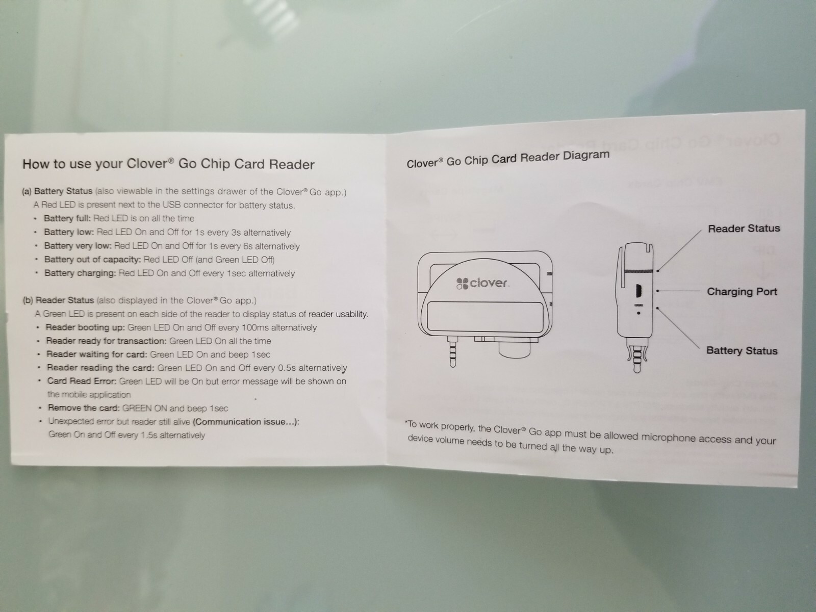 Bank of America Clover Go Chip Card Reader Swiper for Mobile Phone