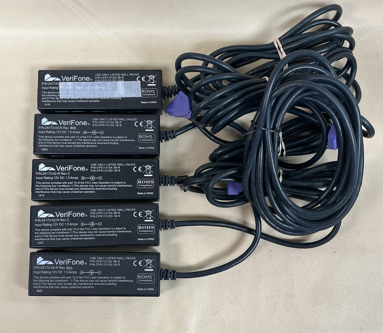 LOT OF 5 24173-02-R VeriFone Purple Multiport Ethernet Cable Mx8xx/9xx Series