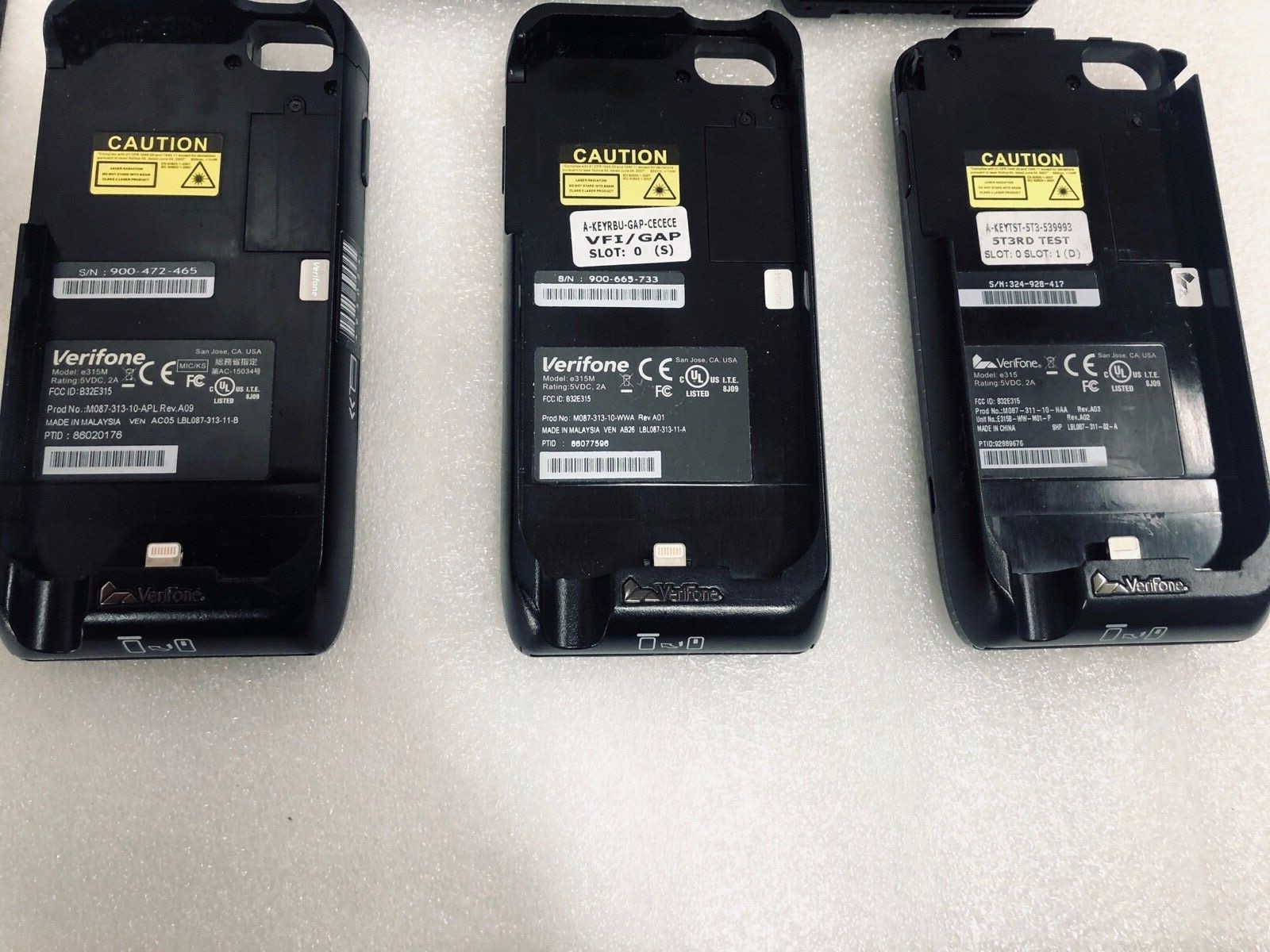 Lot of 4 Verifone e315 e315M(for Mobile)& e335(for iPad mini) CC Terminal AS-IS