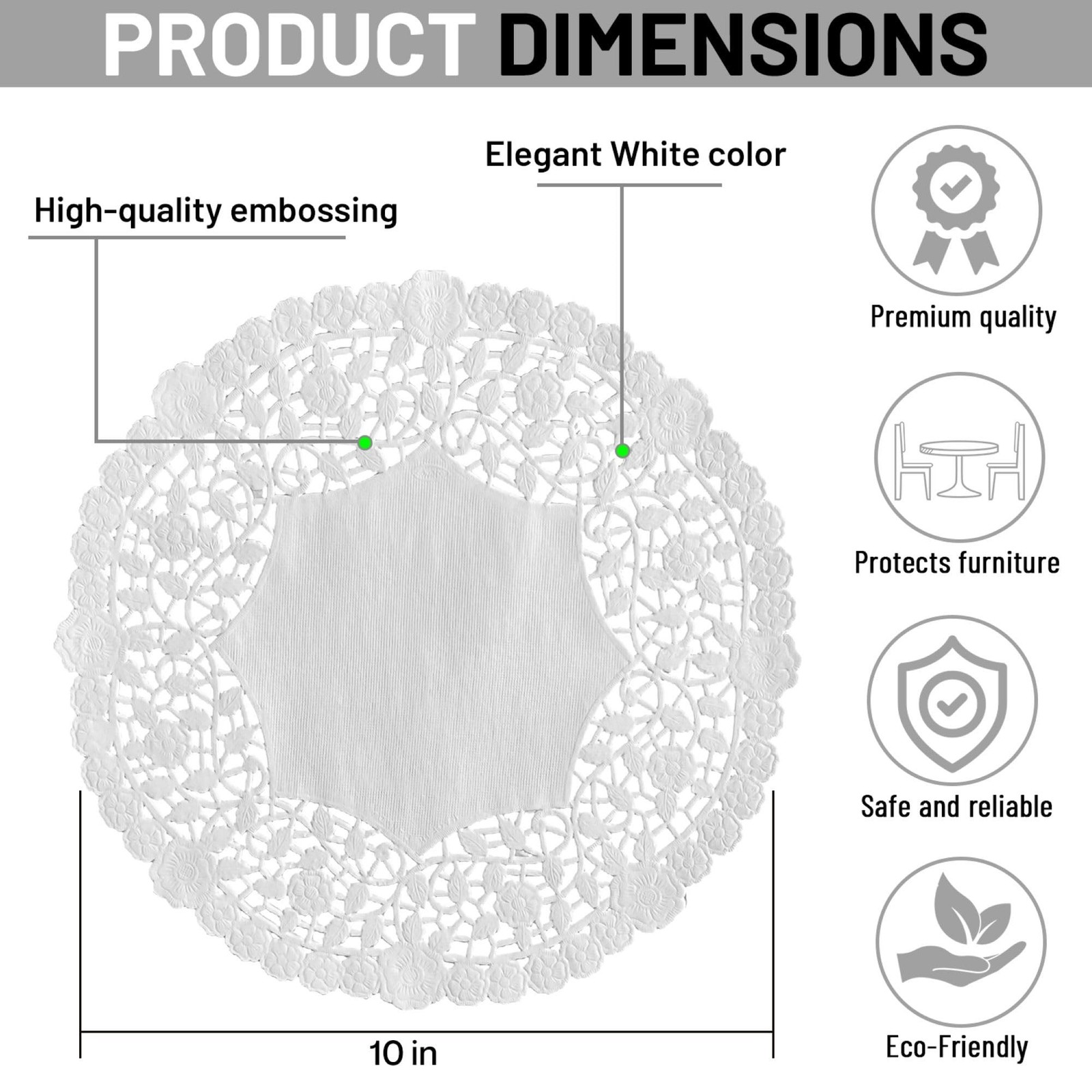 100 White Paper Lace Doilies, Round, Thick and Sturdy, Made in Canada – Ideal…