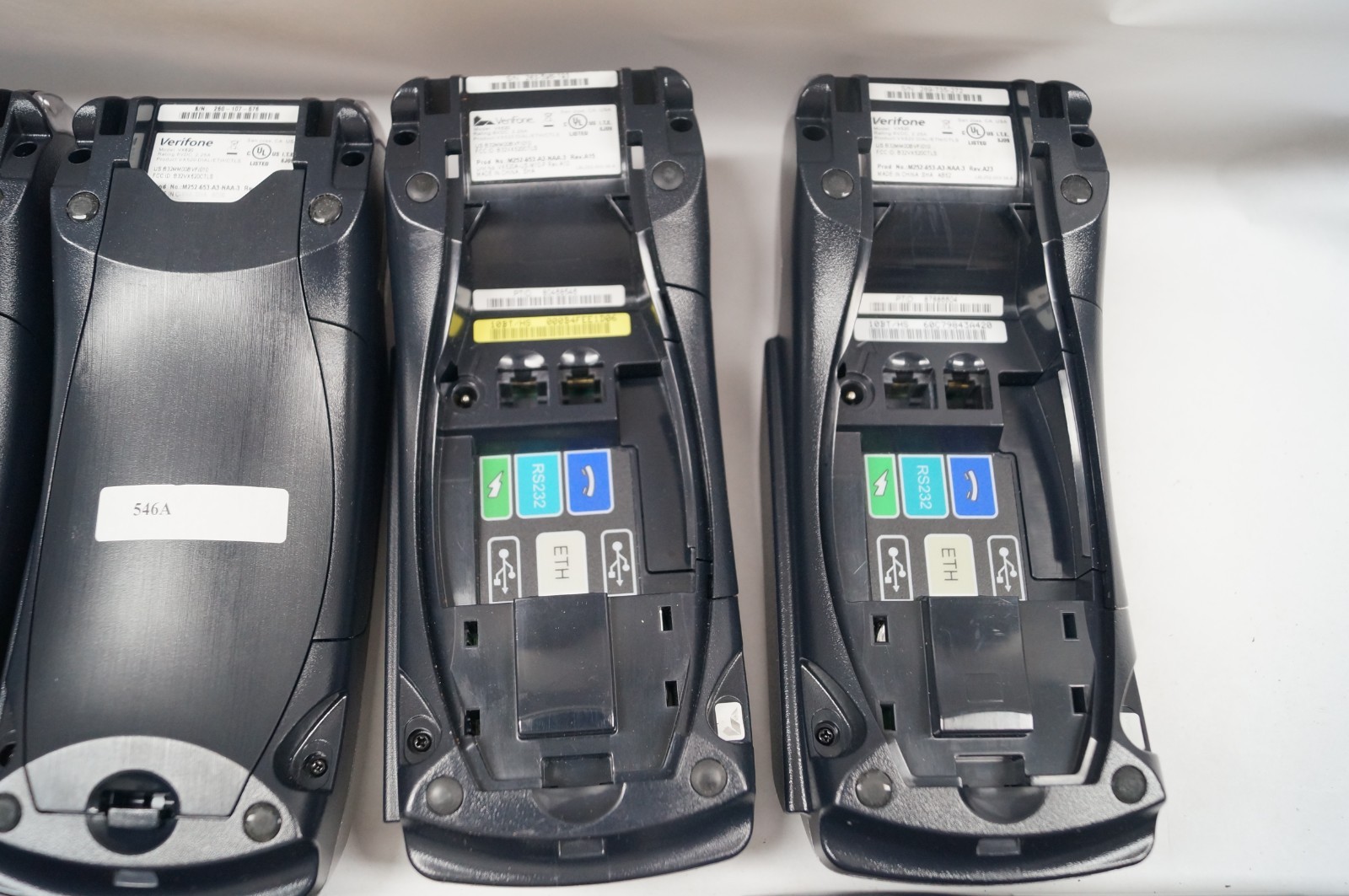 LOT (8) VeriFone VX 520 EMV Terminal 3 with Bottom Covers RESELLER WORKING D322