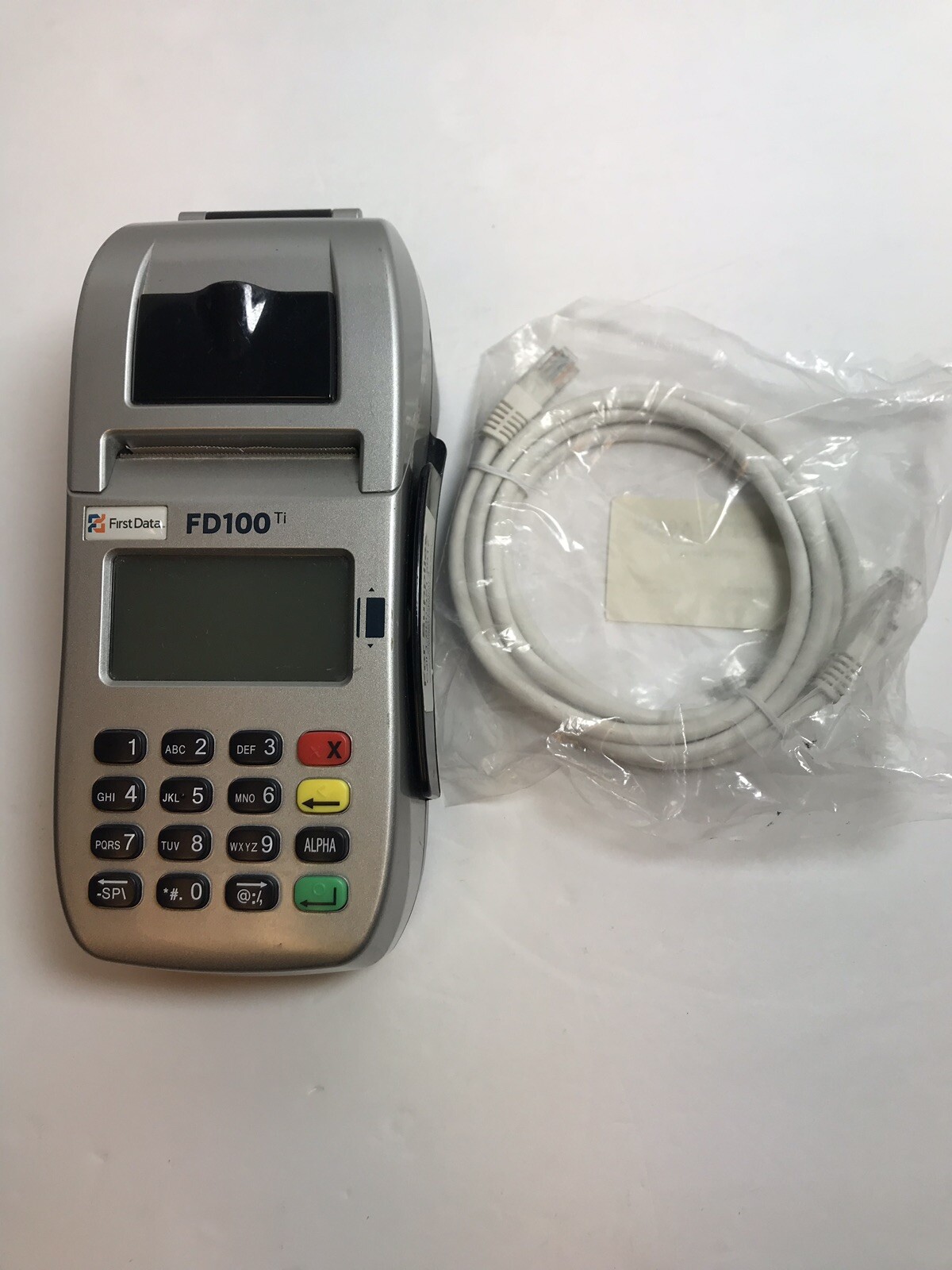 First Data FD100ti Credit Card Machine p/n 001642020 NO Power Supply