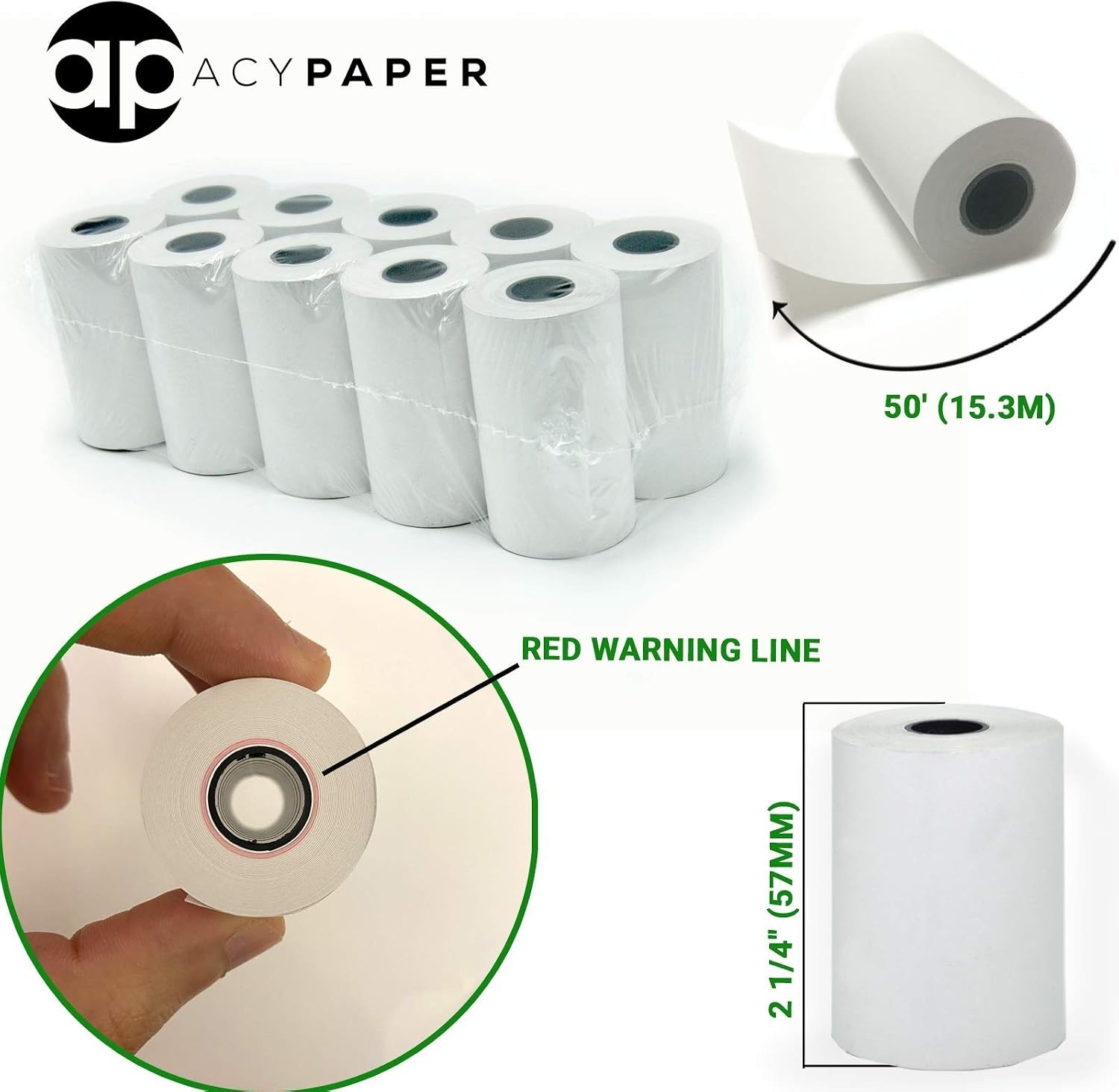 2 1/4″ x 50′ Thermal Paper, Verifone Vx520 Ingenico FD400 10 Rolls