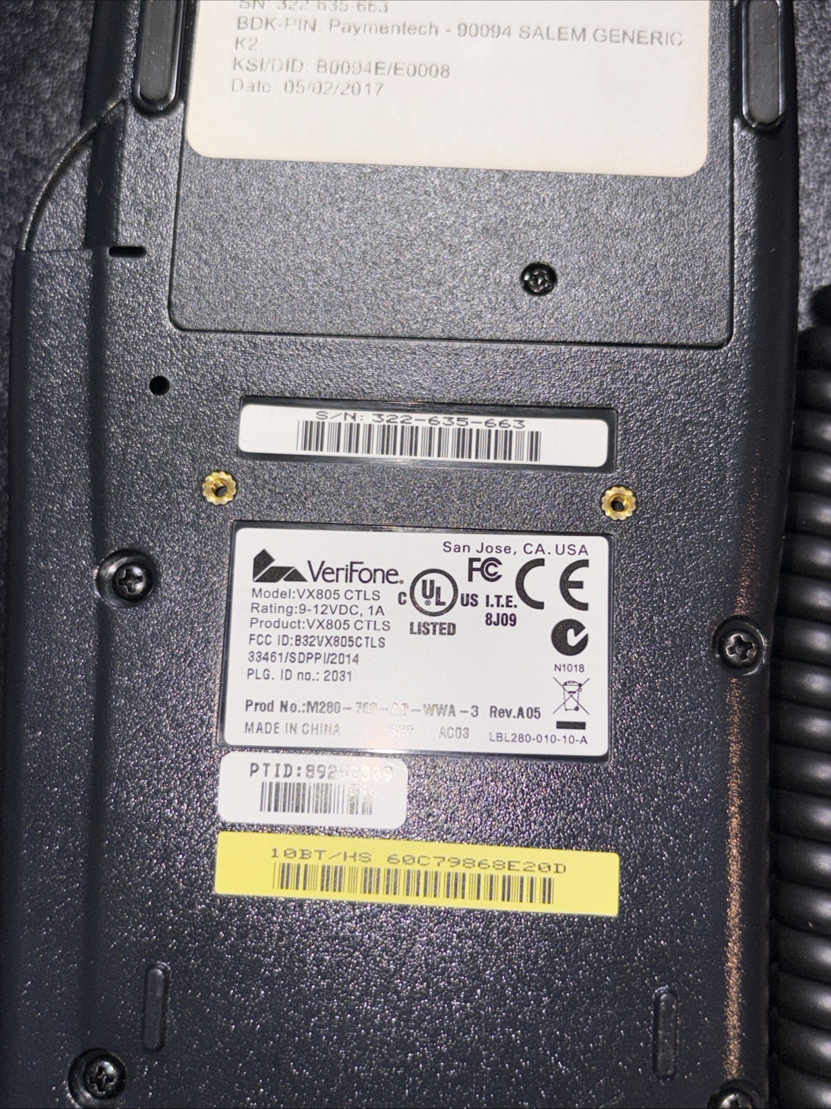 VeriFone VX805 CTLS Pin Pad Chip/Card Reader