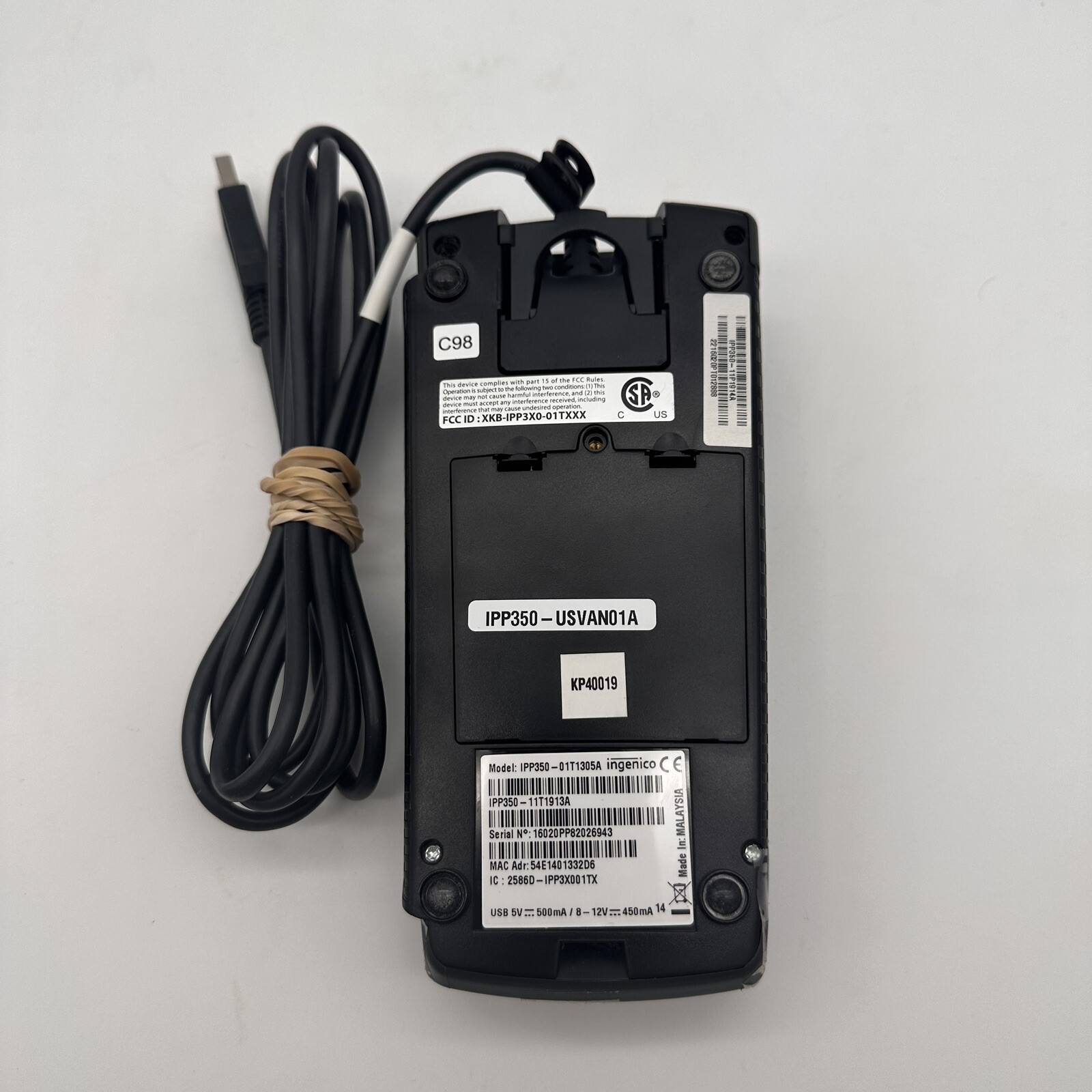 Ingenico IPP350-31T3154A Black 128 x 64 LCD Display Credit Card Reader Terminal