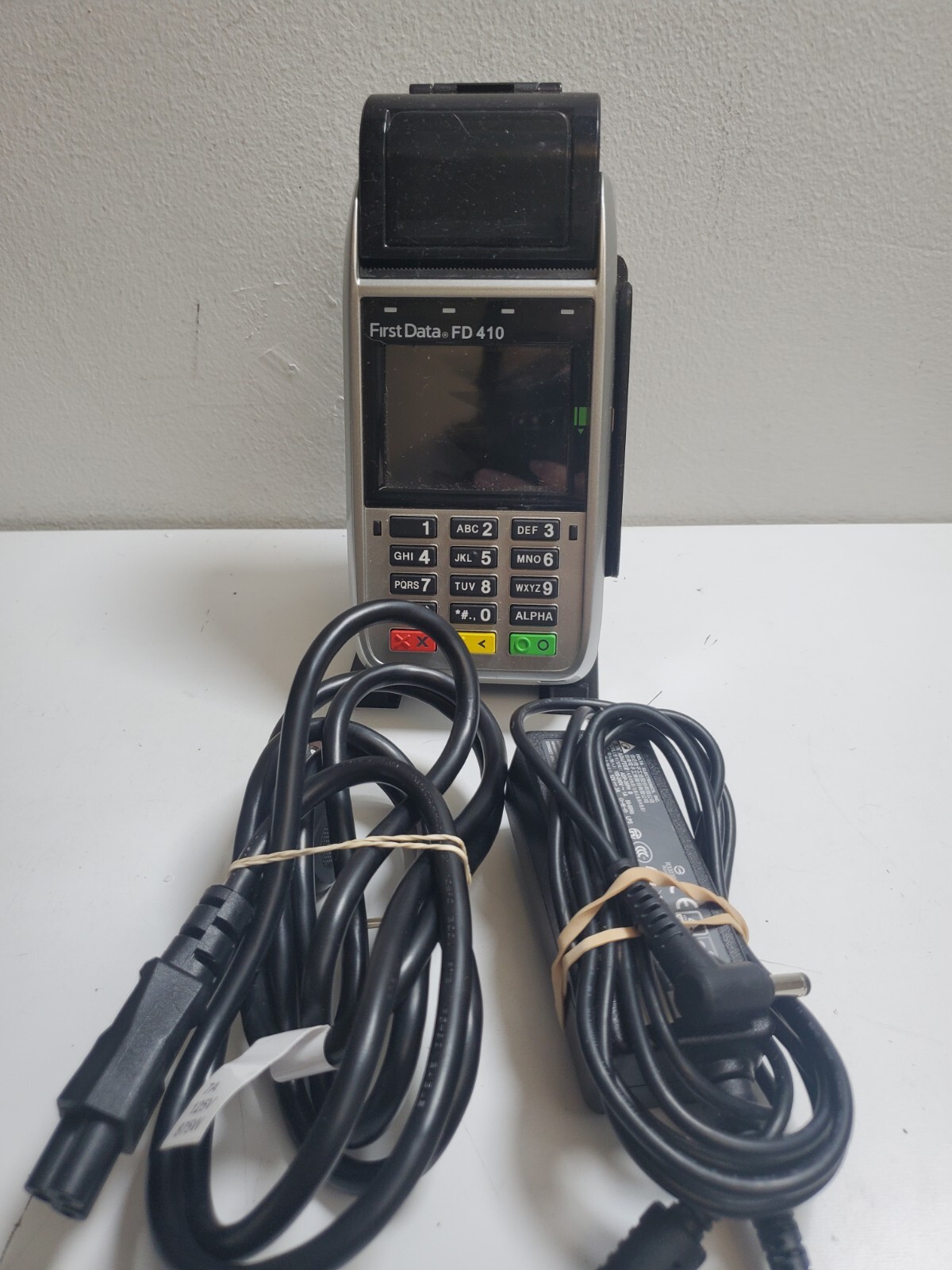 First Data FD-410 Credit Card Machine w/ Power Supply & Battery -Working!