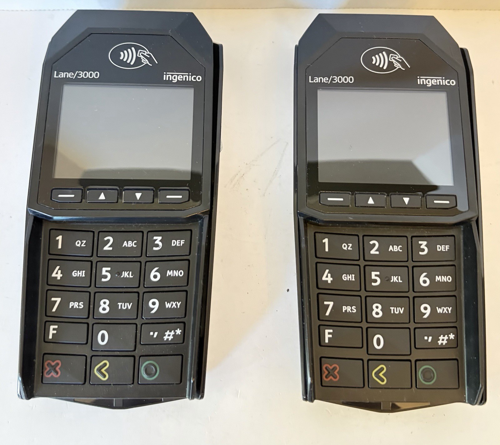 LOT OF 2 Ingenico Lane 3000 Card Reader,UNIT ONLY,UNTESTED.NO CABLE AND ADAPTER