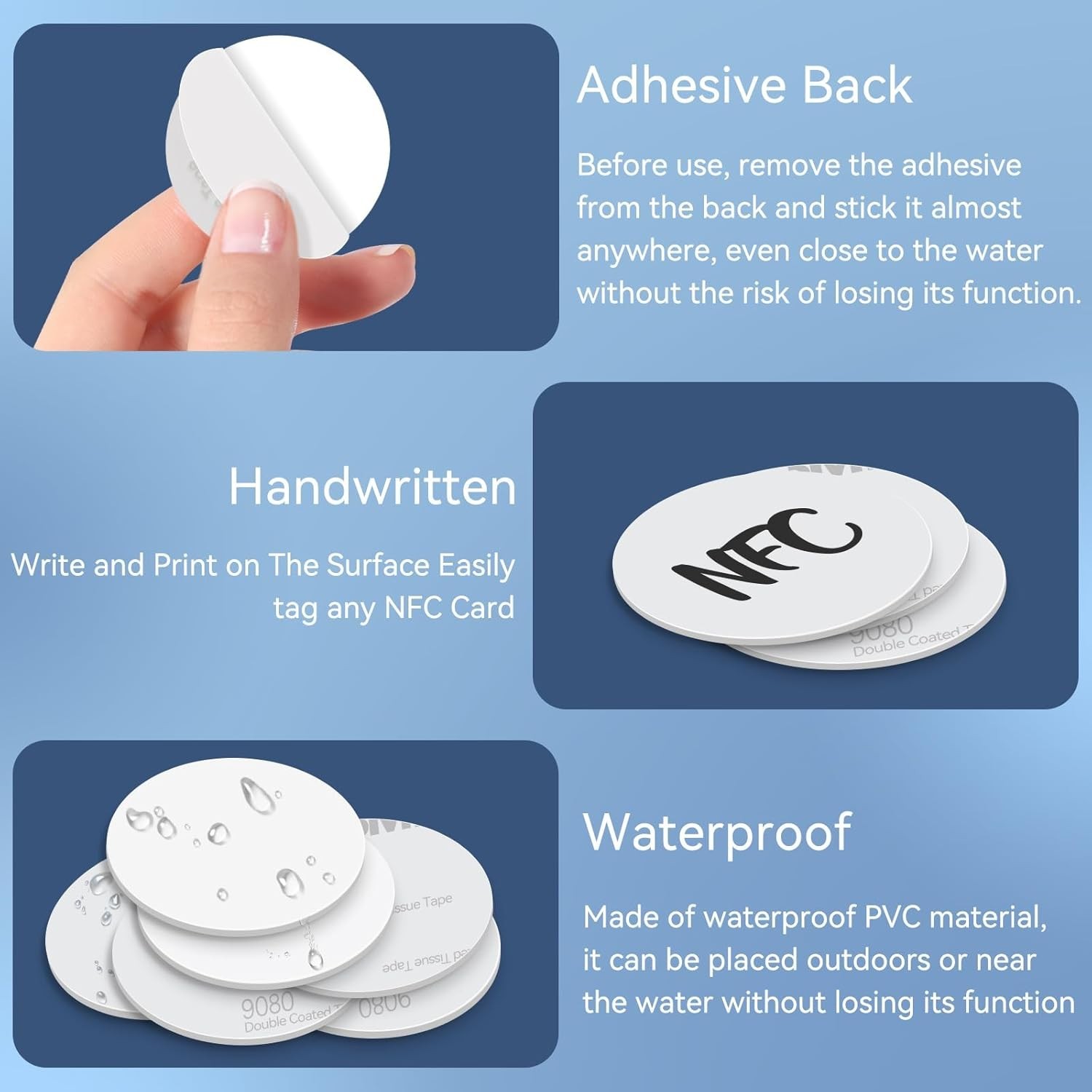 NFC 215 Tags Stickers 50 Pcs with Adhesive