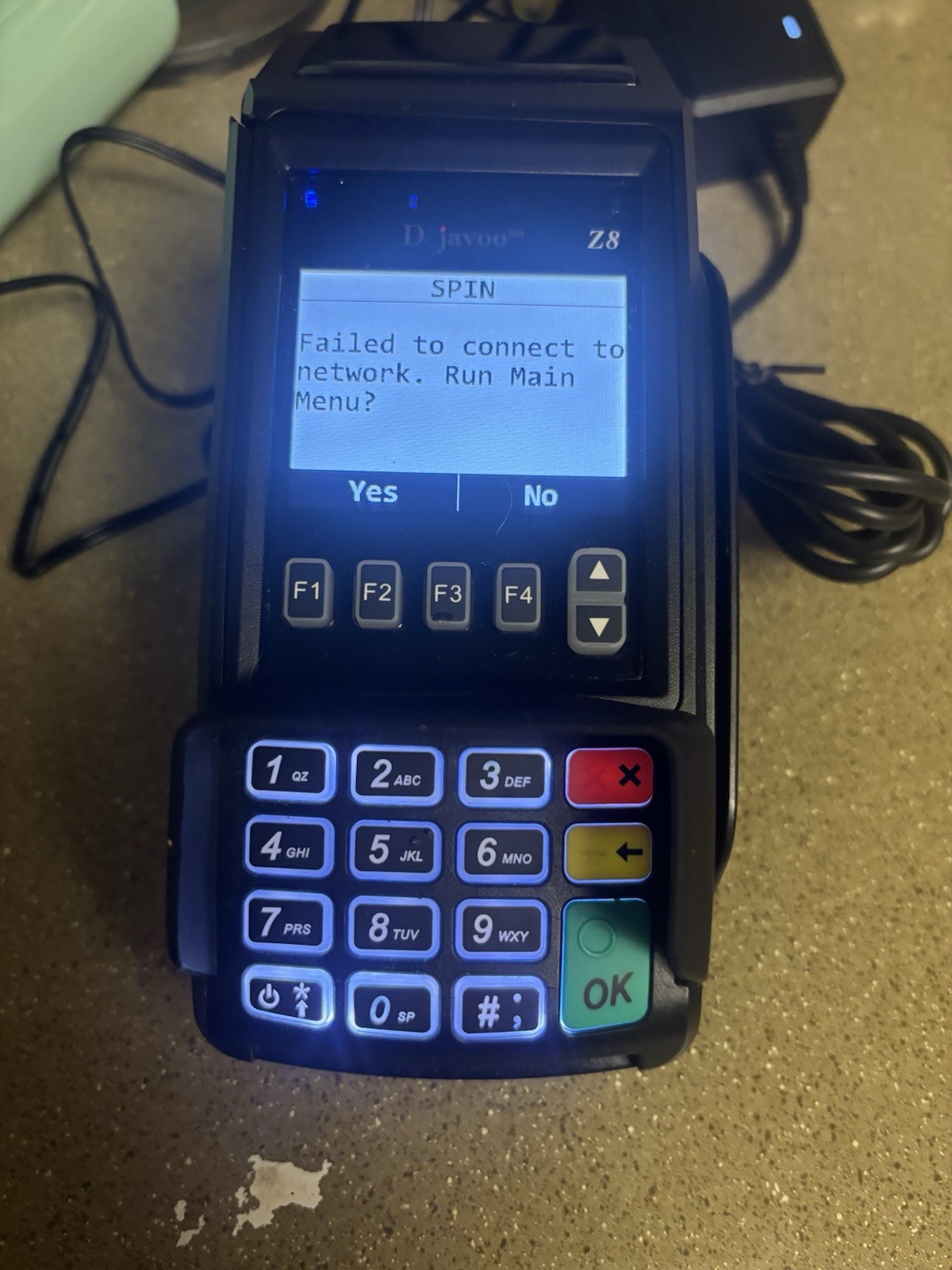 Dejavoo Z8 Credit Card Terminal Powers On Account Locked For Parts or Training