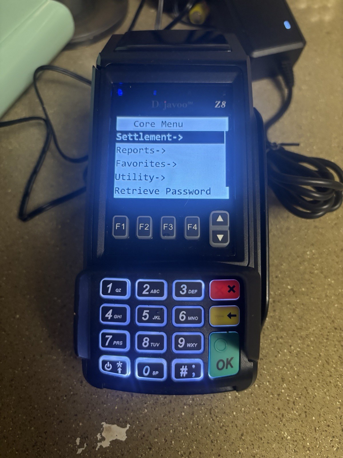 Dejavoo Z8 Credit Card Terminal Powers On Account Locked For Parts or Training