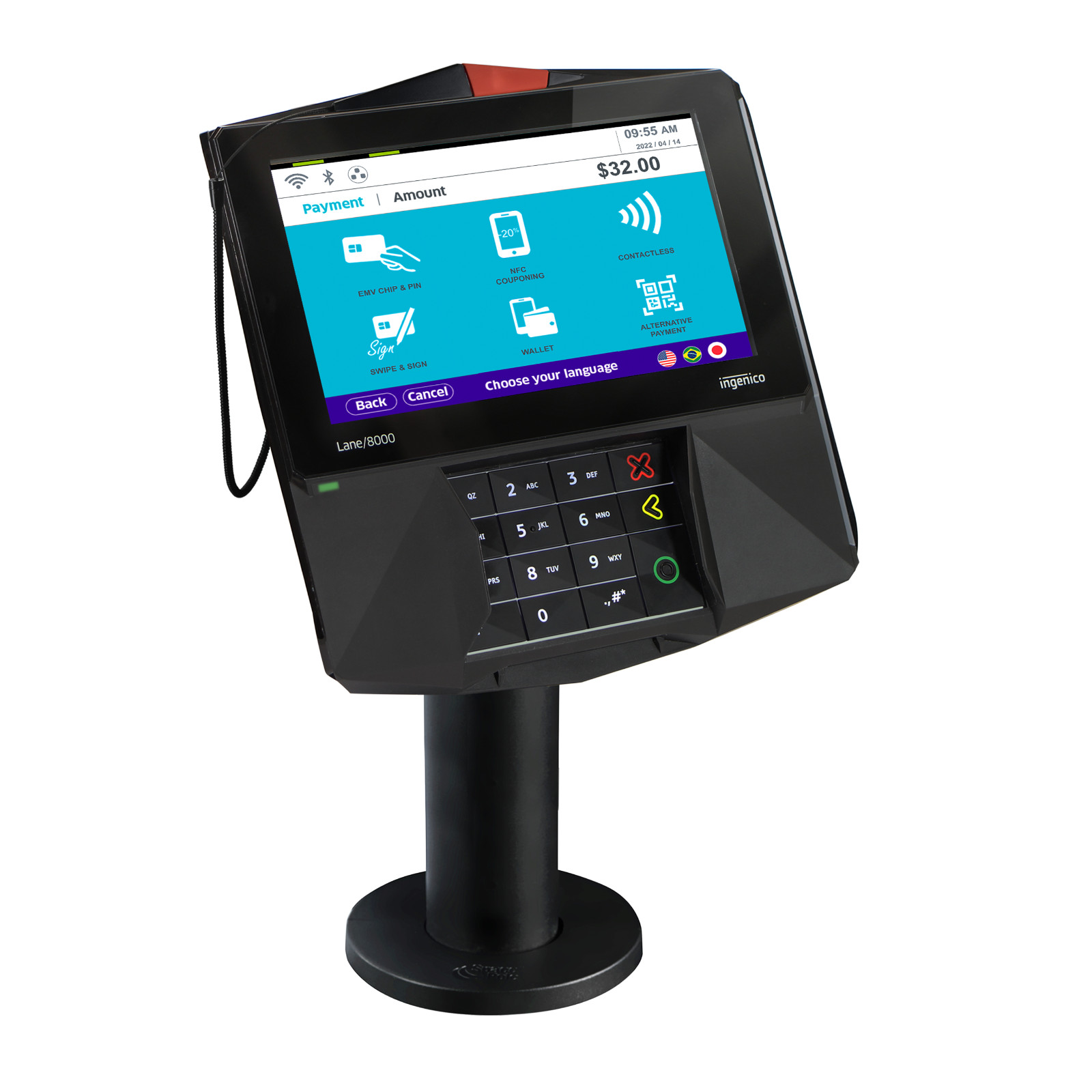 Ingenico Lane/7000 Credit Card Terminal PRG30312951R With Stand Slightly Used