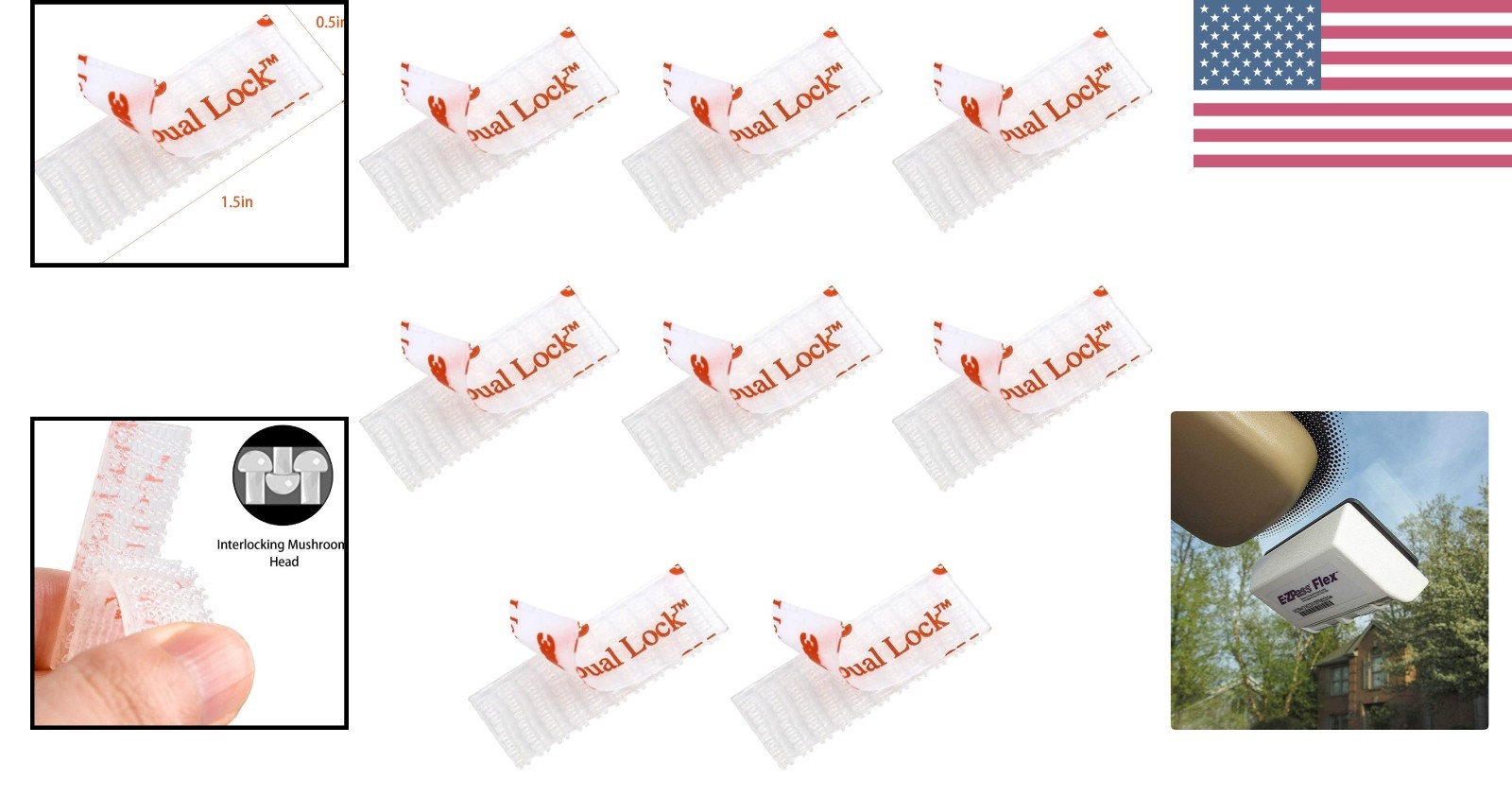 8 Pack Toll Pass Adhesive Mounts – Strong Dual Lock Fasteners for EZ Pass & More