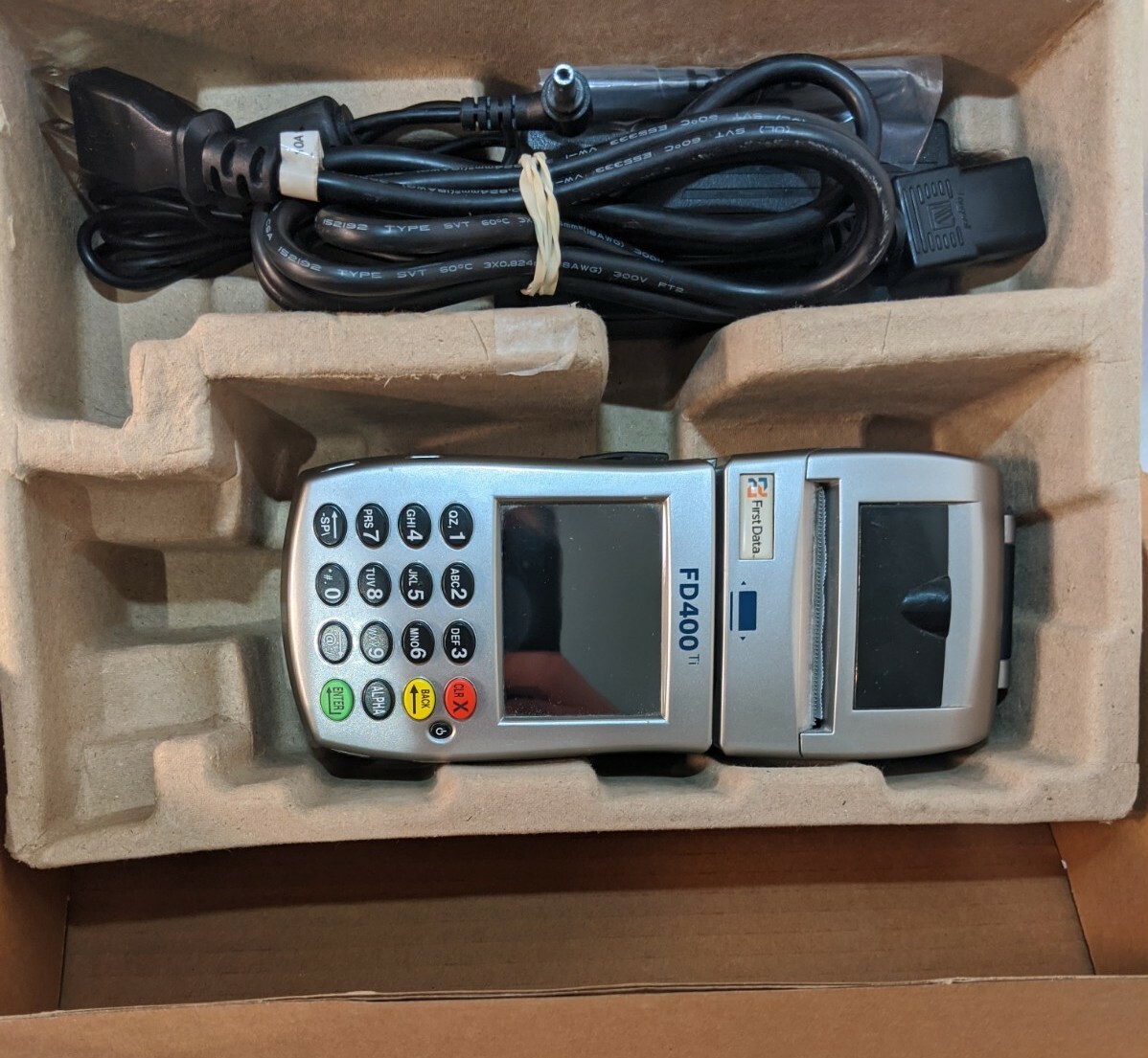 First Data FD400Ti Wireless Credit Card Machine Battery Power Cord